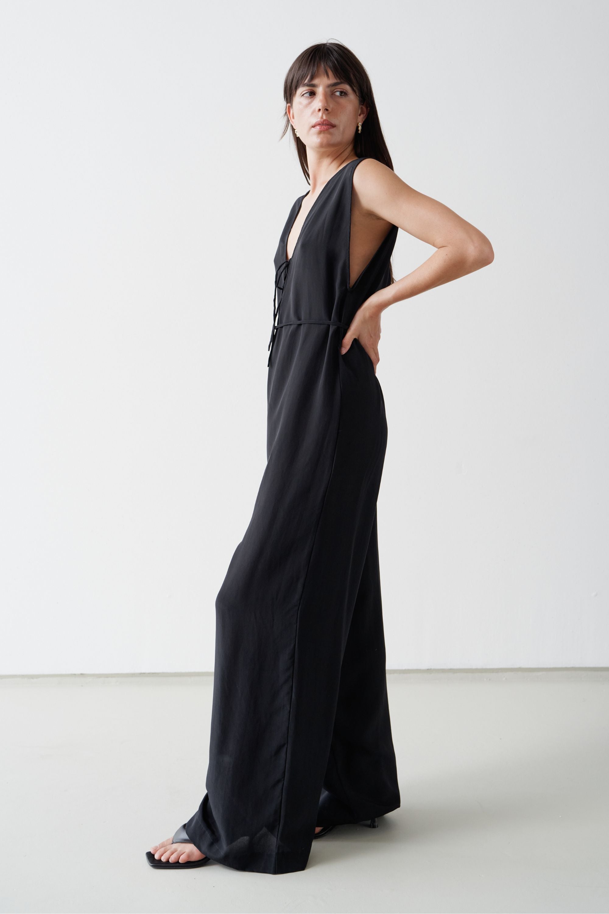 Valentina Silk Jumpsuit Black