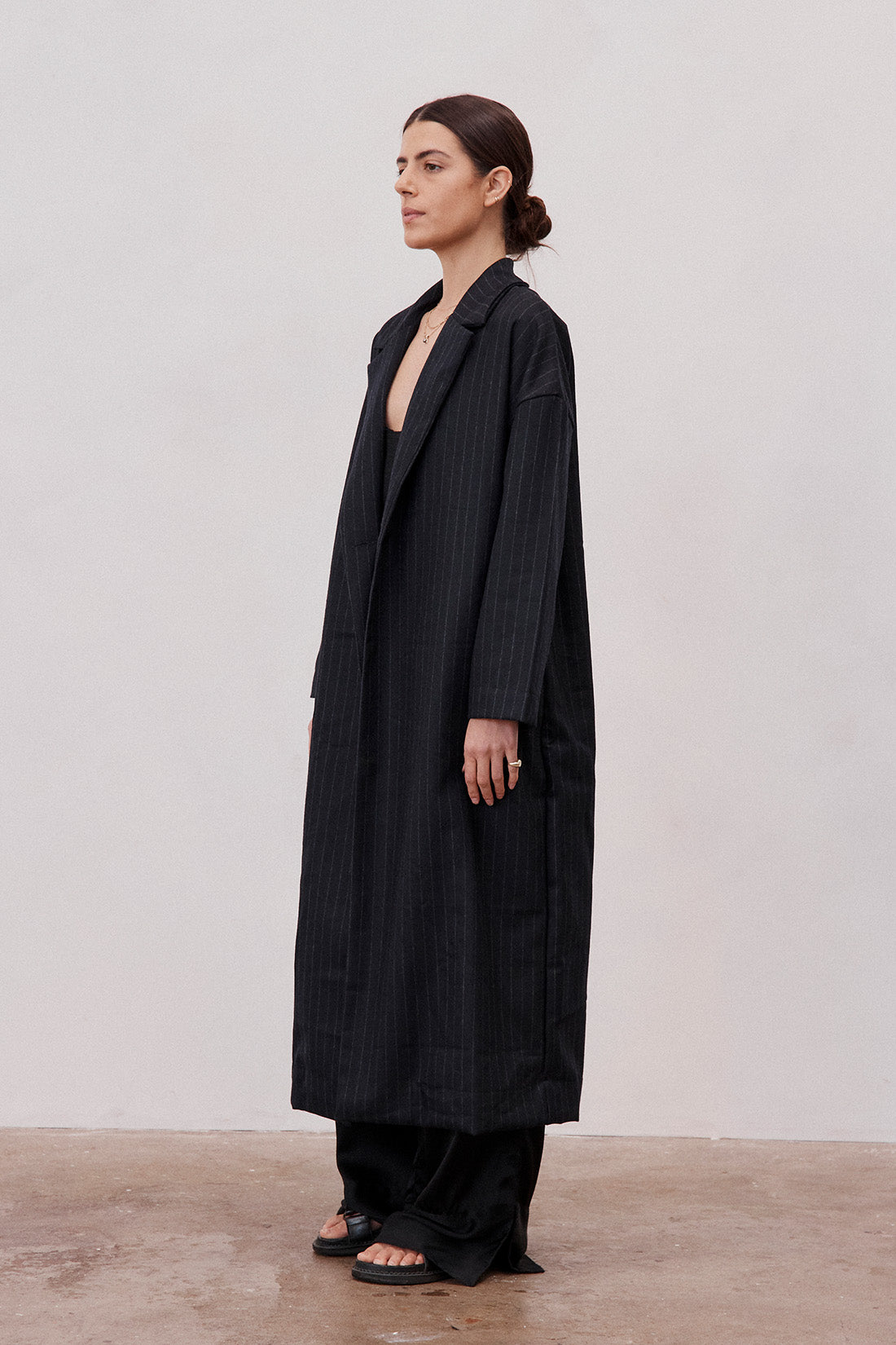 Victor Wool Coat Navy Pinstripe