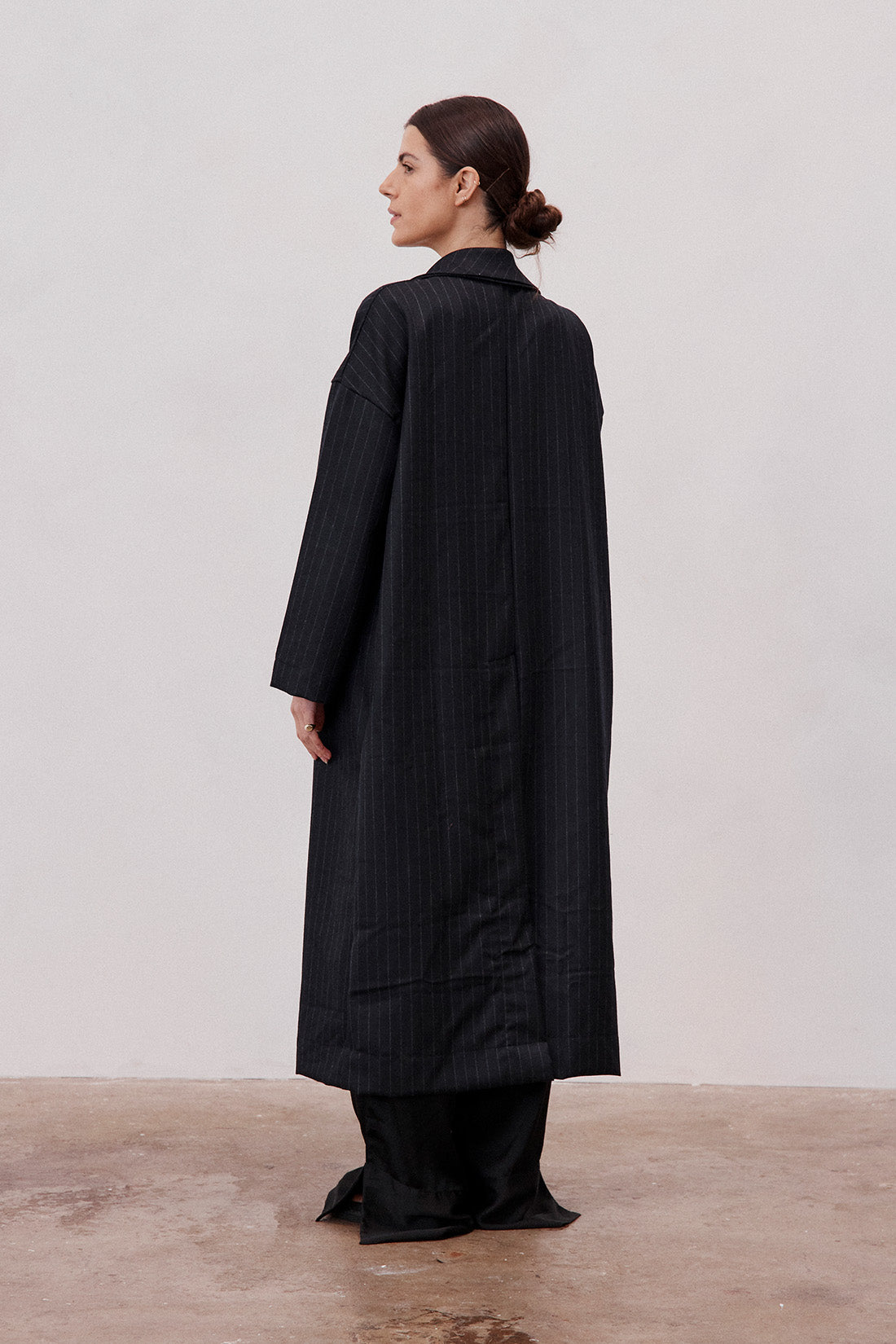 Victor Wool Coat Navy Pinstripe