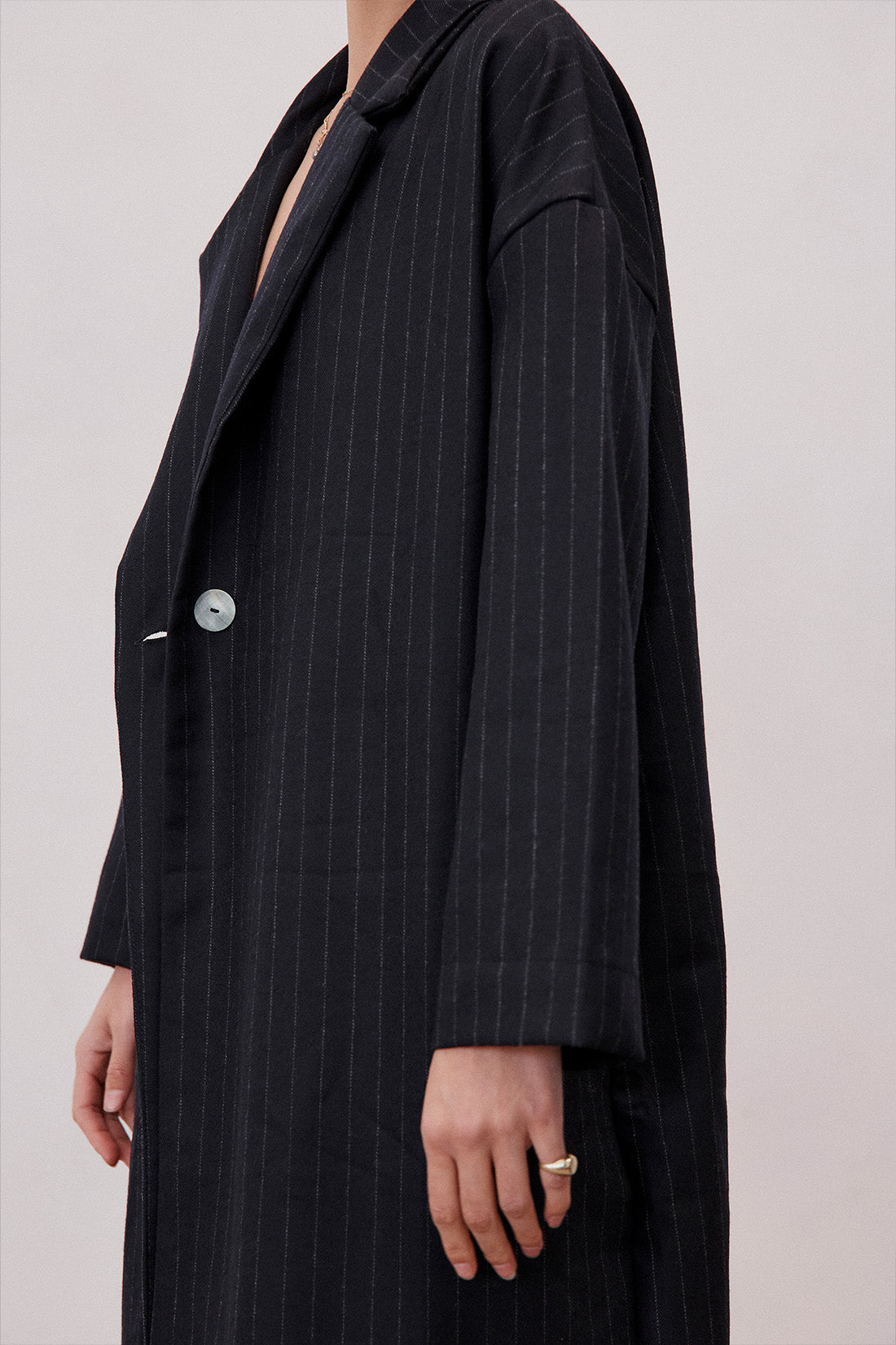 Victor Wool Coat Navy Pinstripe