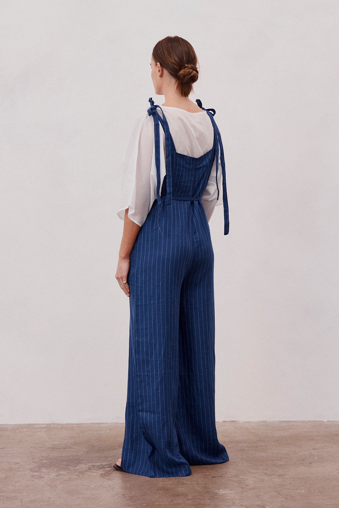 Wilde Linen Jumpsuit Pop Blue Pinstripe