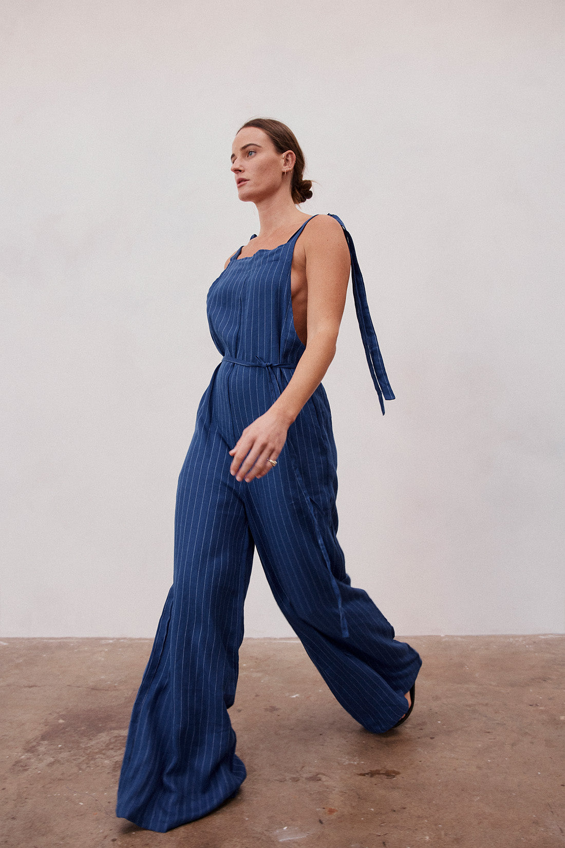 Wilde Linen Jumpsuit Pop Blue Pinstripe