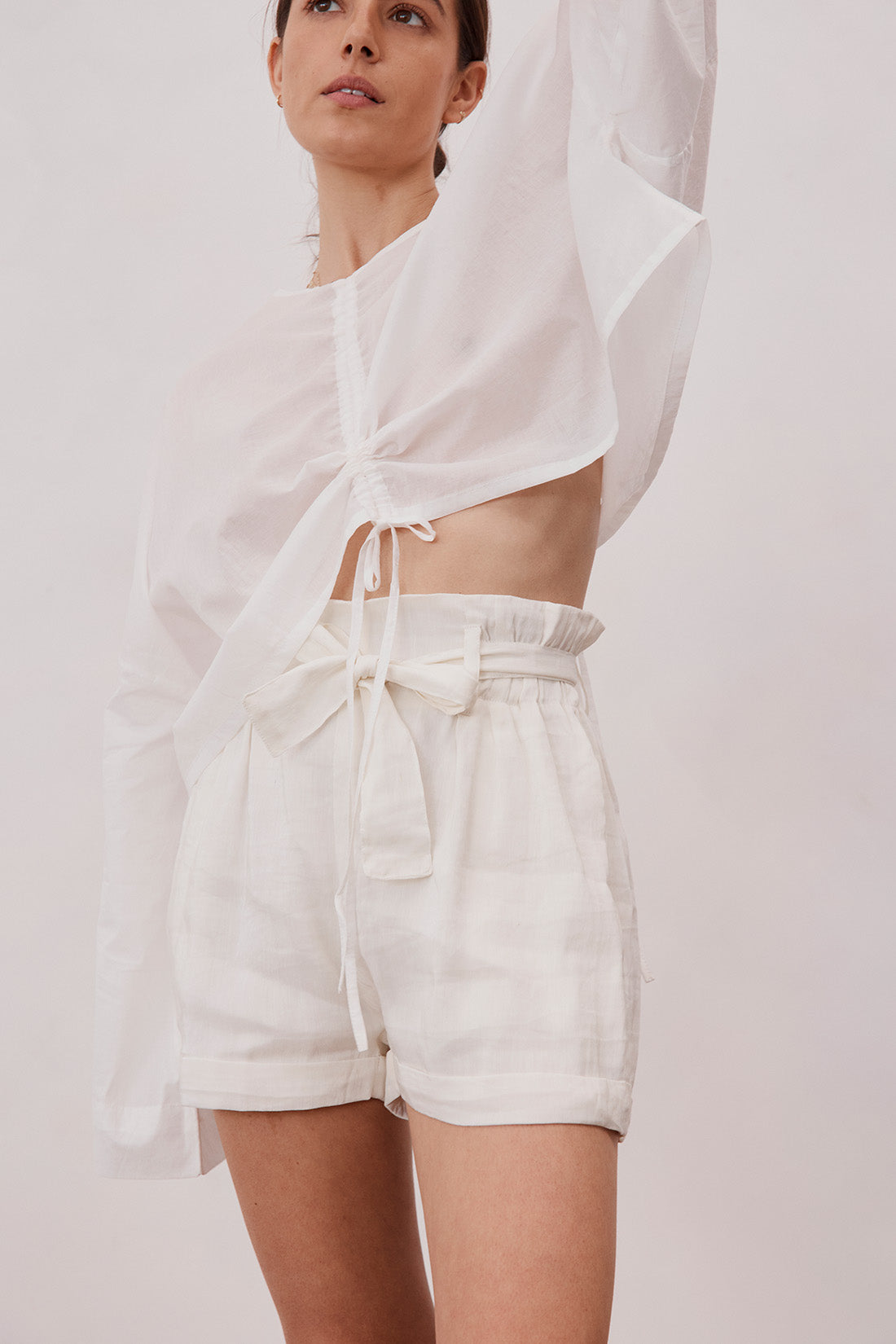 William Silk Linen Shorts Ivory