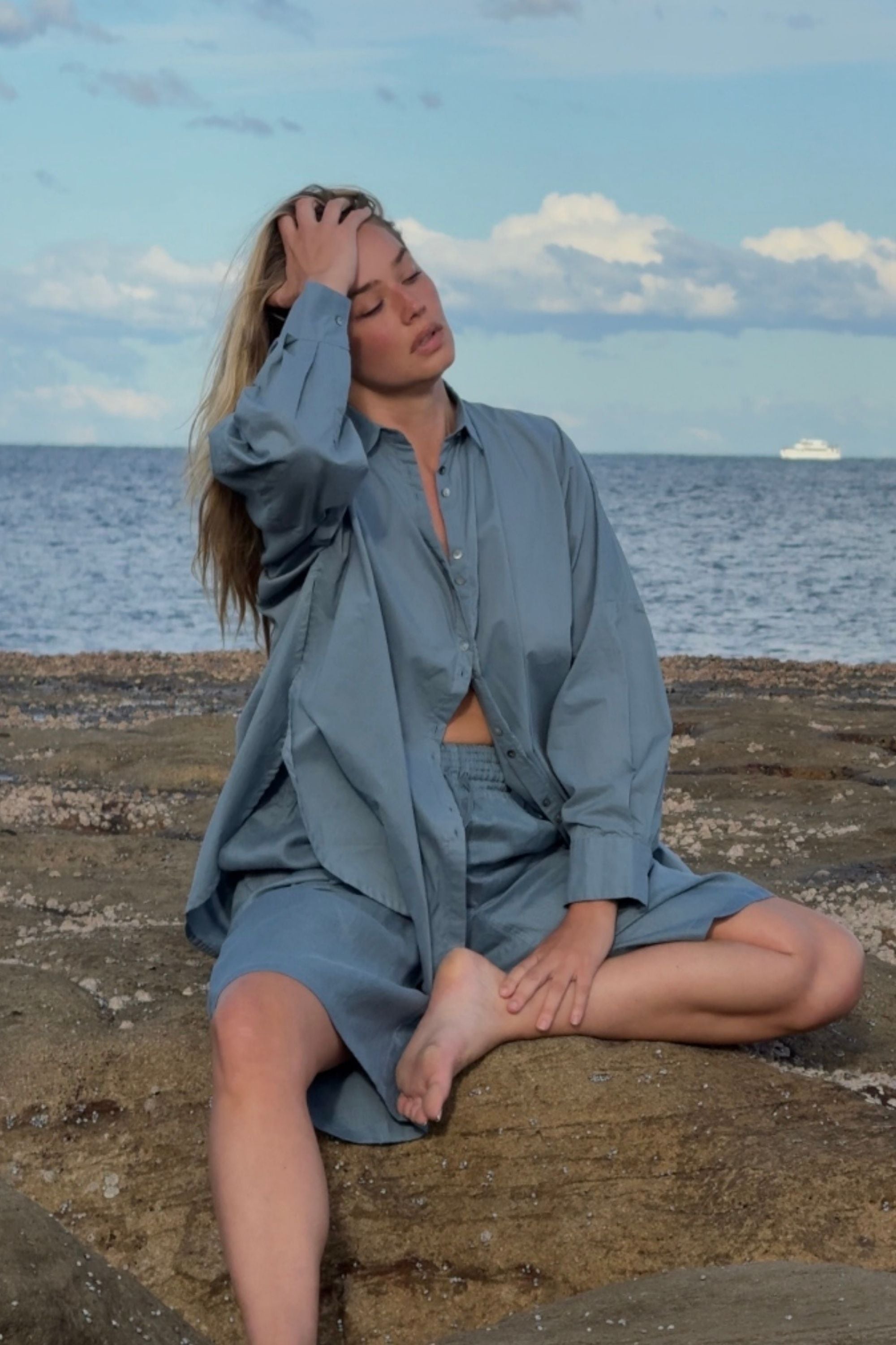 Nic Organic Cotton Shirt Steel Blue