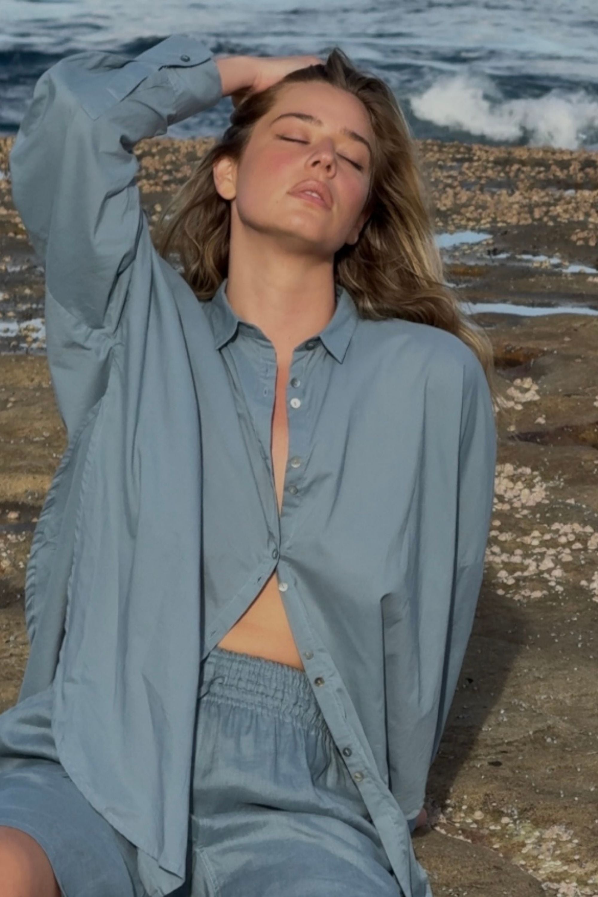 Nic Organic Cotton Shirt Steel Blue