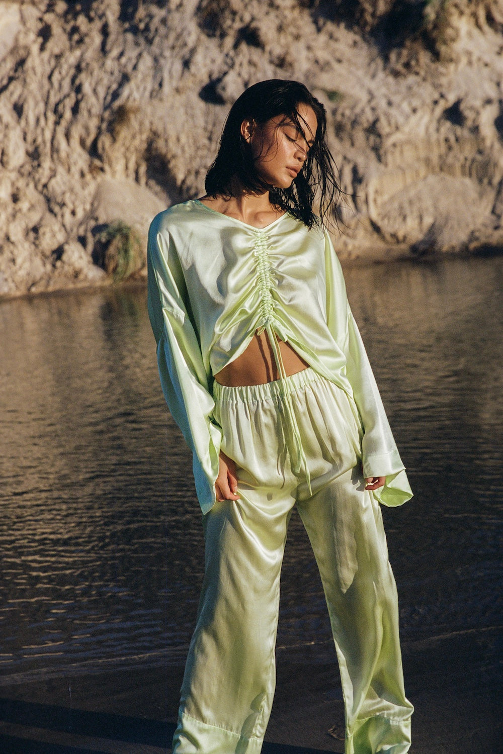 Ida Silk Pant Sunny Lime