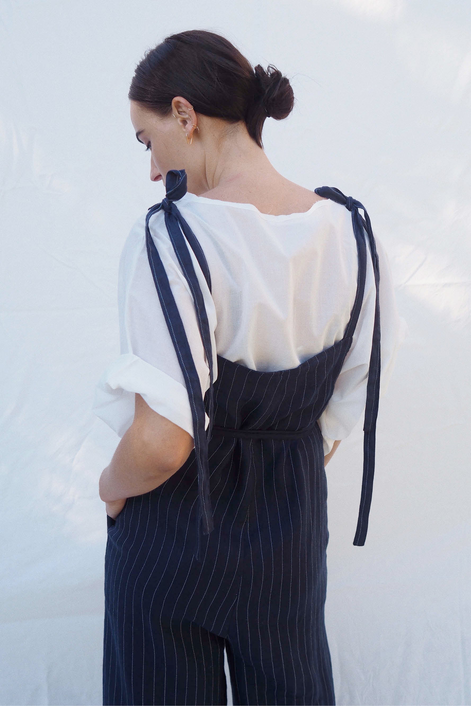 Wilde Linen Jumpsuit Navy Pinstripe