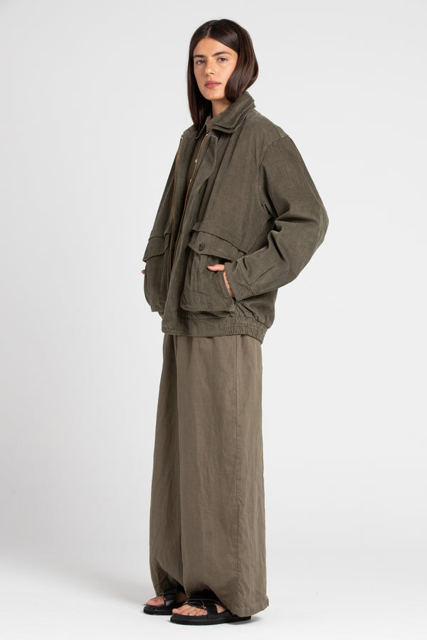 Olive Alfred Corduroy Bomber Jacket, Women's Clothing, UNIKSPACE