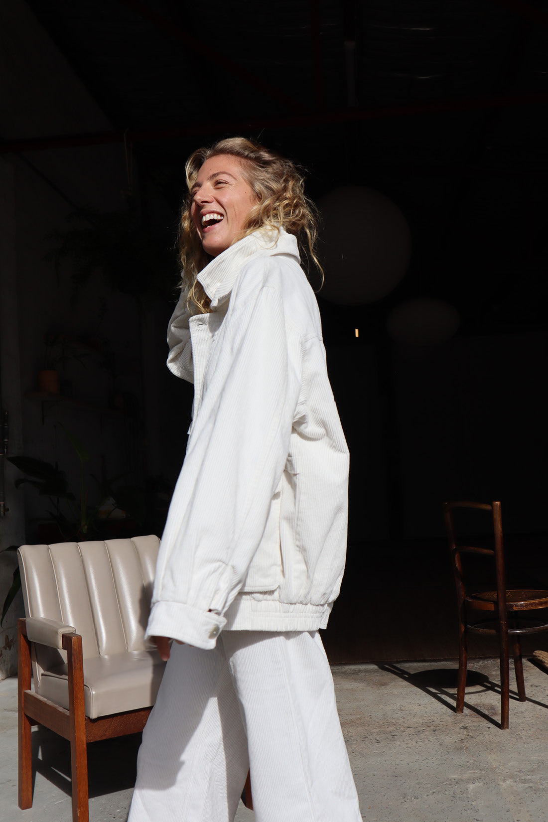 Alfred Corduroy Bomber Jacket Ivory
