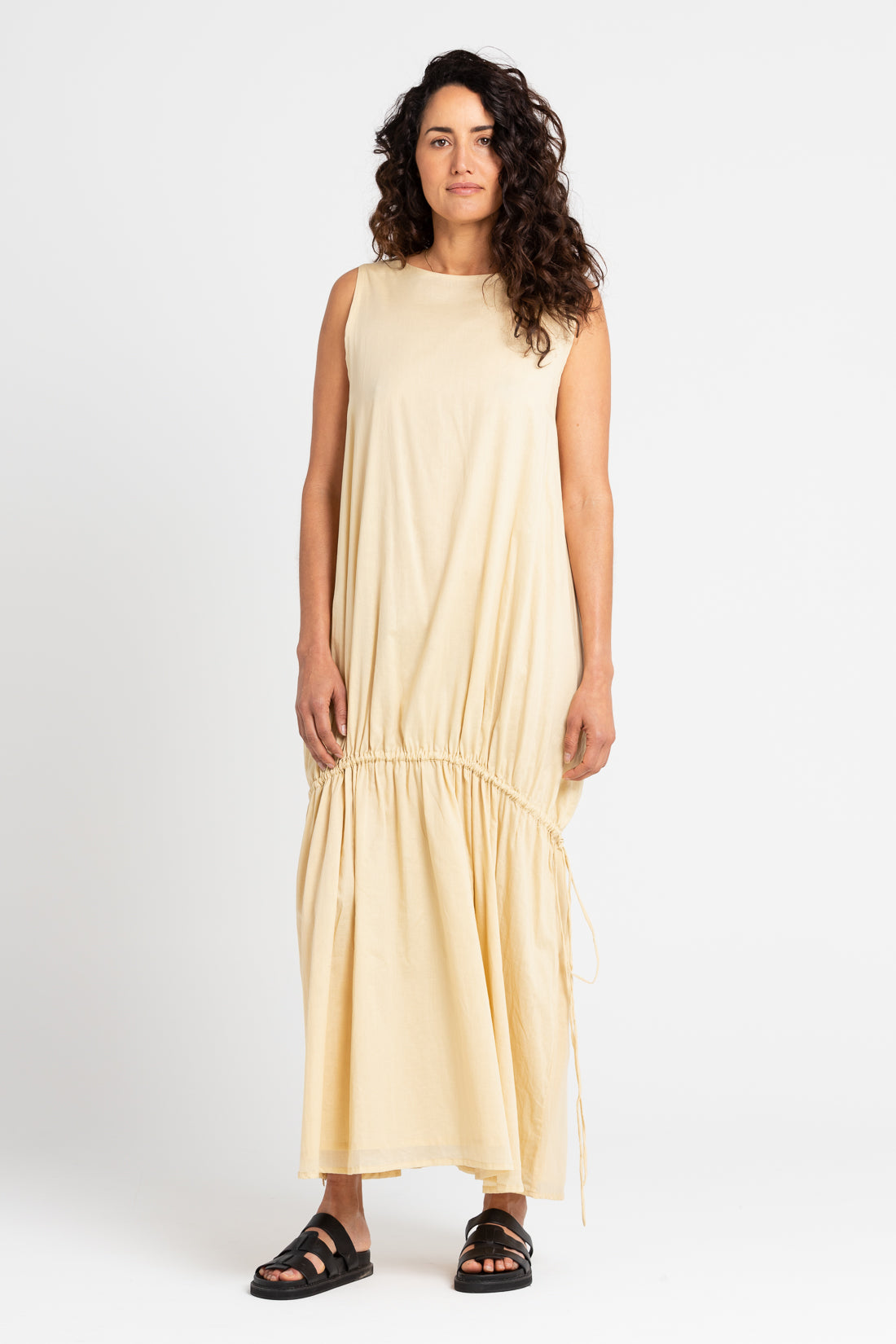 Italian Straw Angy Drawstring Midi Dress, Women's Clothing, UNIKSPACE