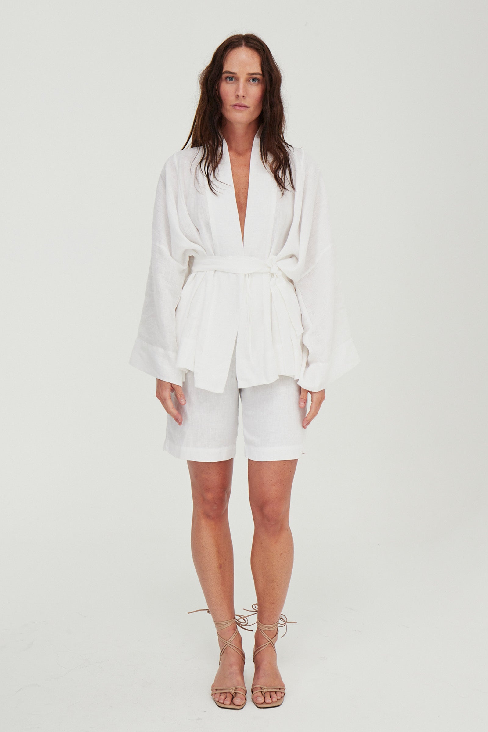 Parker Tailored Linen Short White
