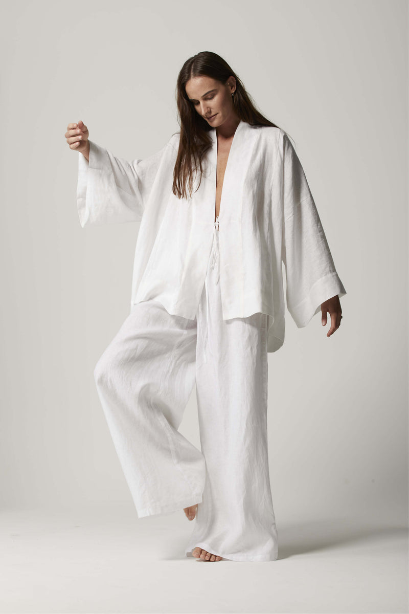 Anya Linen Kimono White