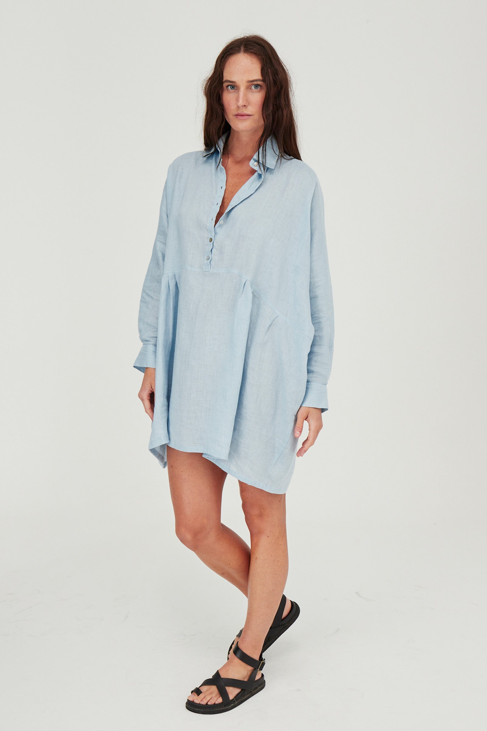 Byron Oversized Shirt Dress Sky Blue