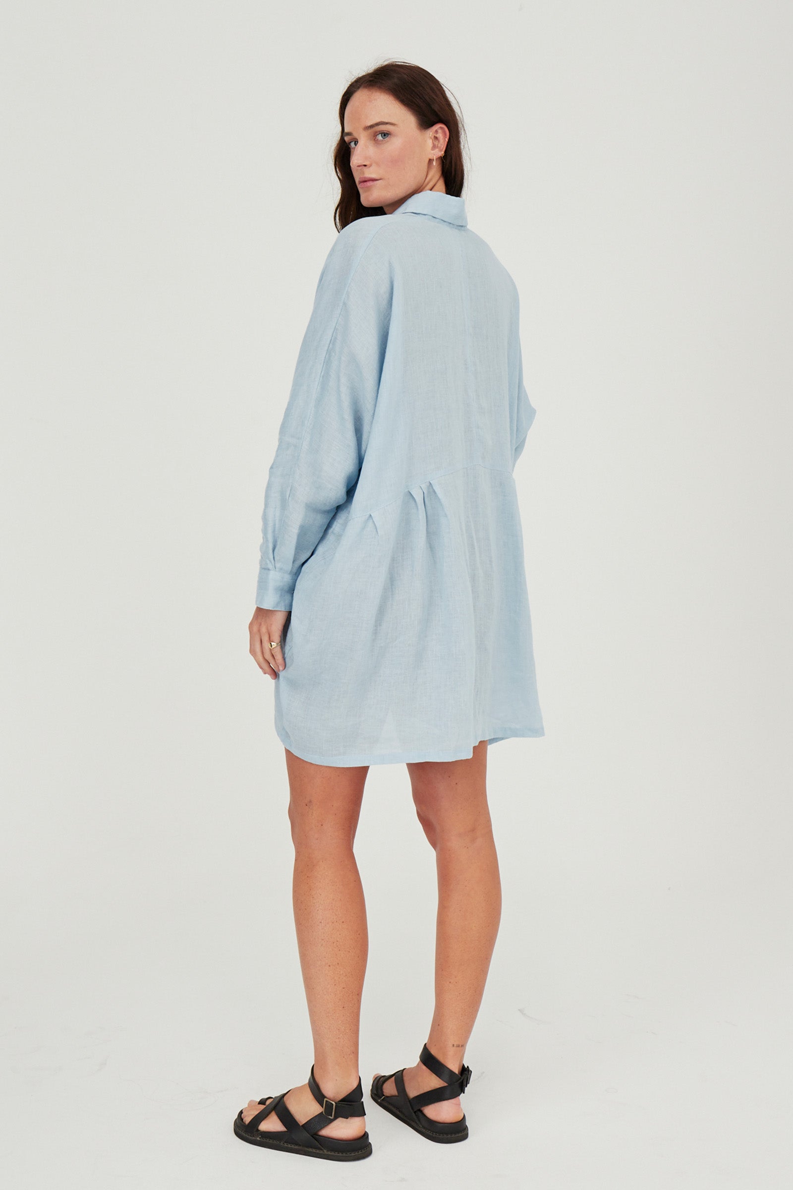 Byron Oversized Shirt Dress Sky Blue
