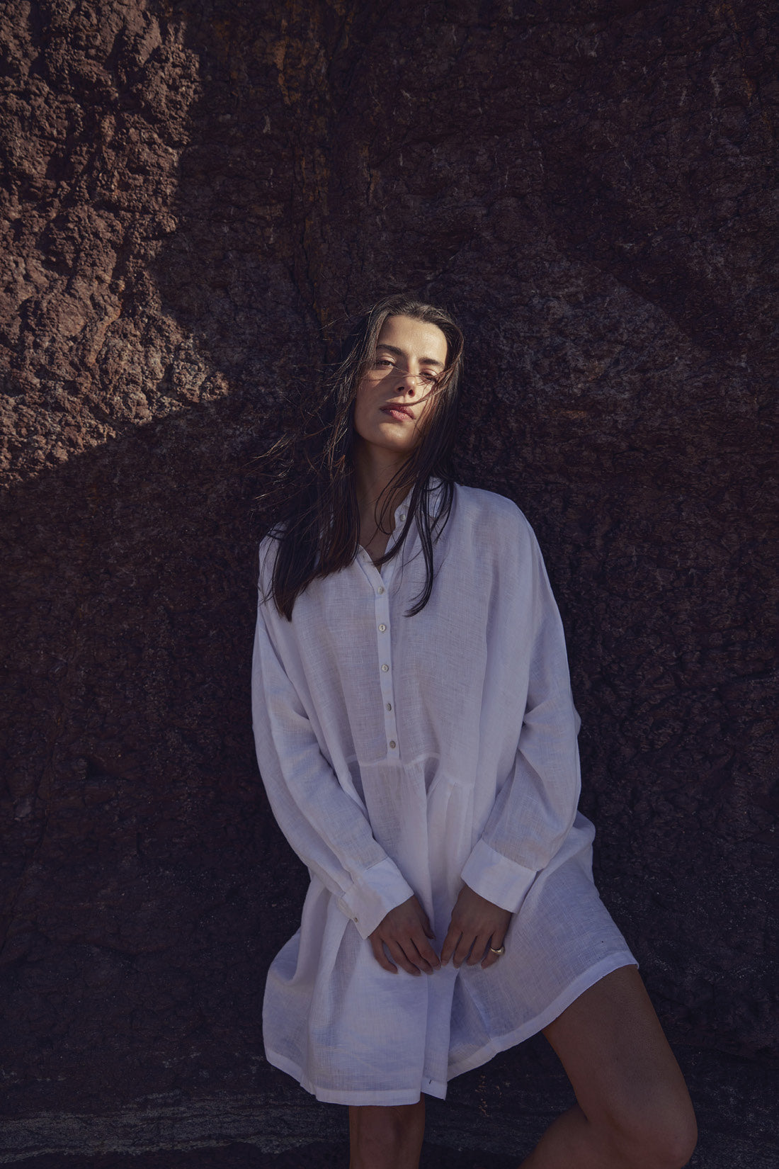 Byron Oversized Shirt Dress White