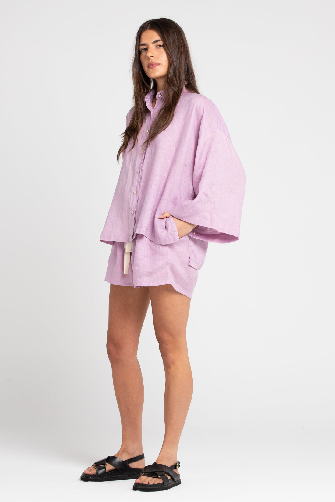 Lilac Cooper Cotton Shorts, Women's Clothing, UNIKSPACE