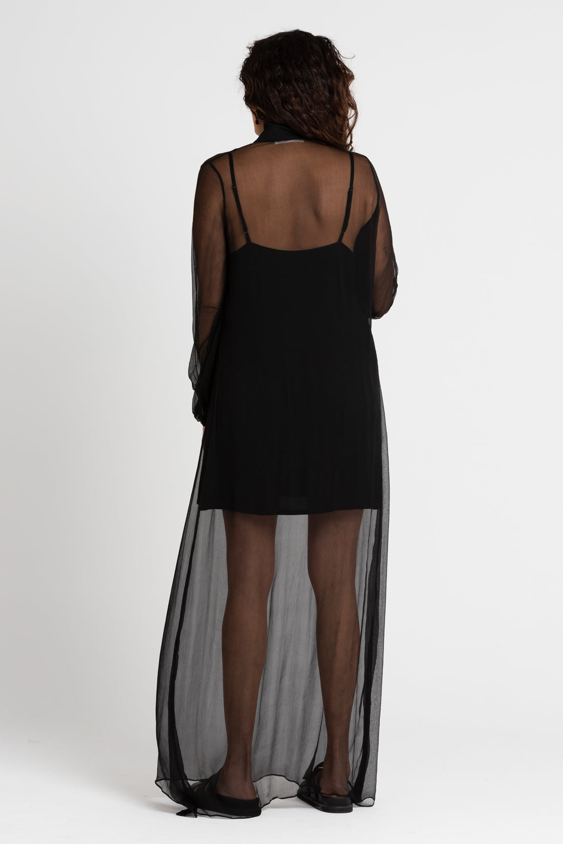Black Cullen Sheer Silk Maxi Dress, Women's Clothing, UNIKSPACE
