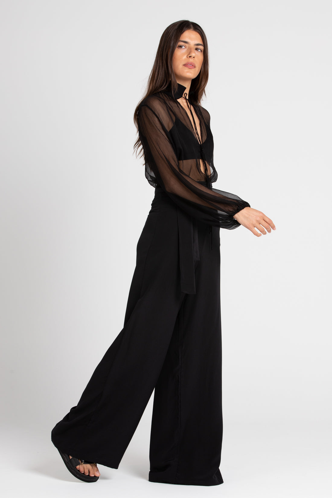 Black Di Morra Silk Pants, Women's Clothing, UNIKSPACE