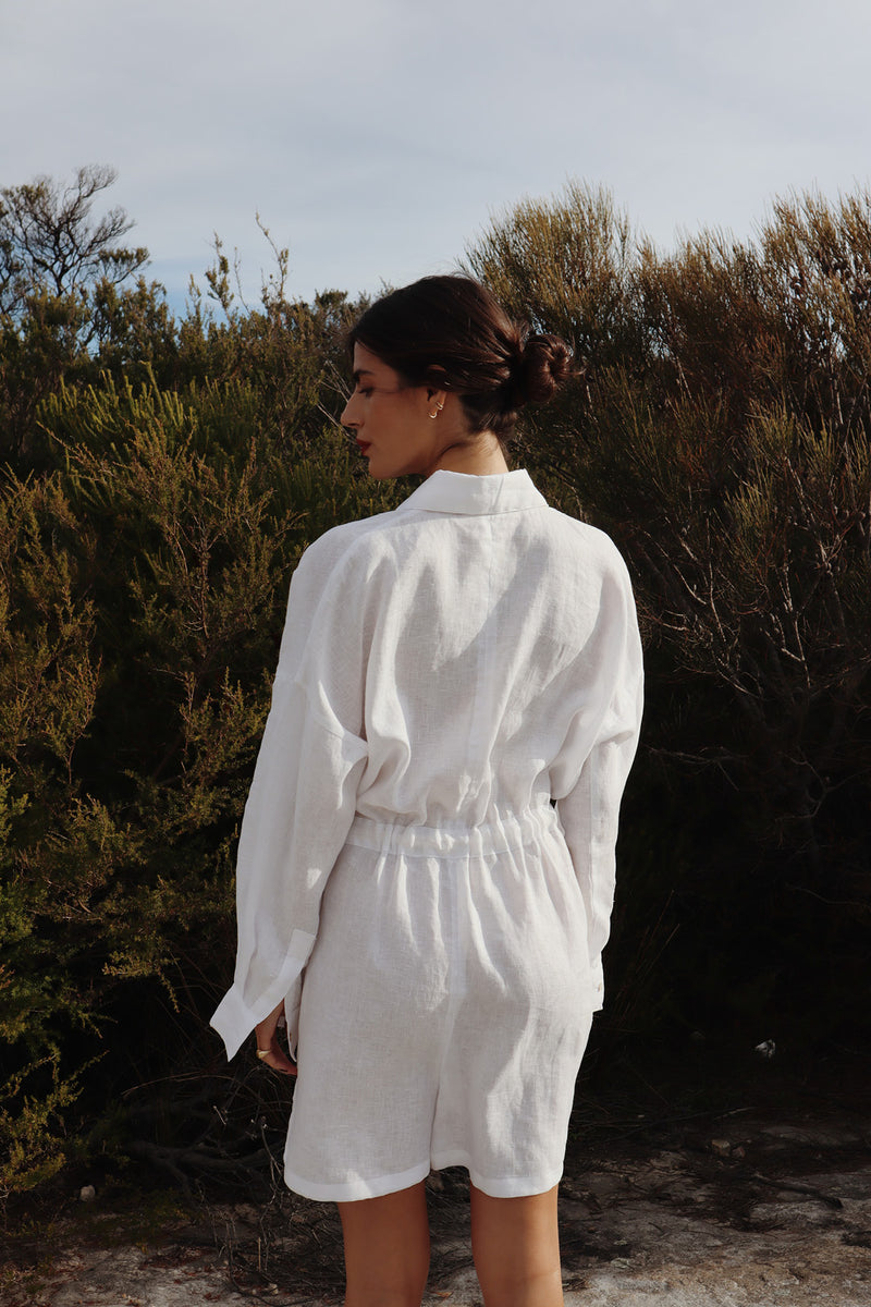 White Ewa Linen Boiler Suit, Women's Clothing, UNIKSPACE