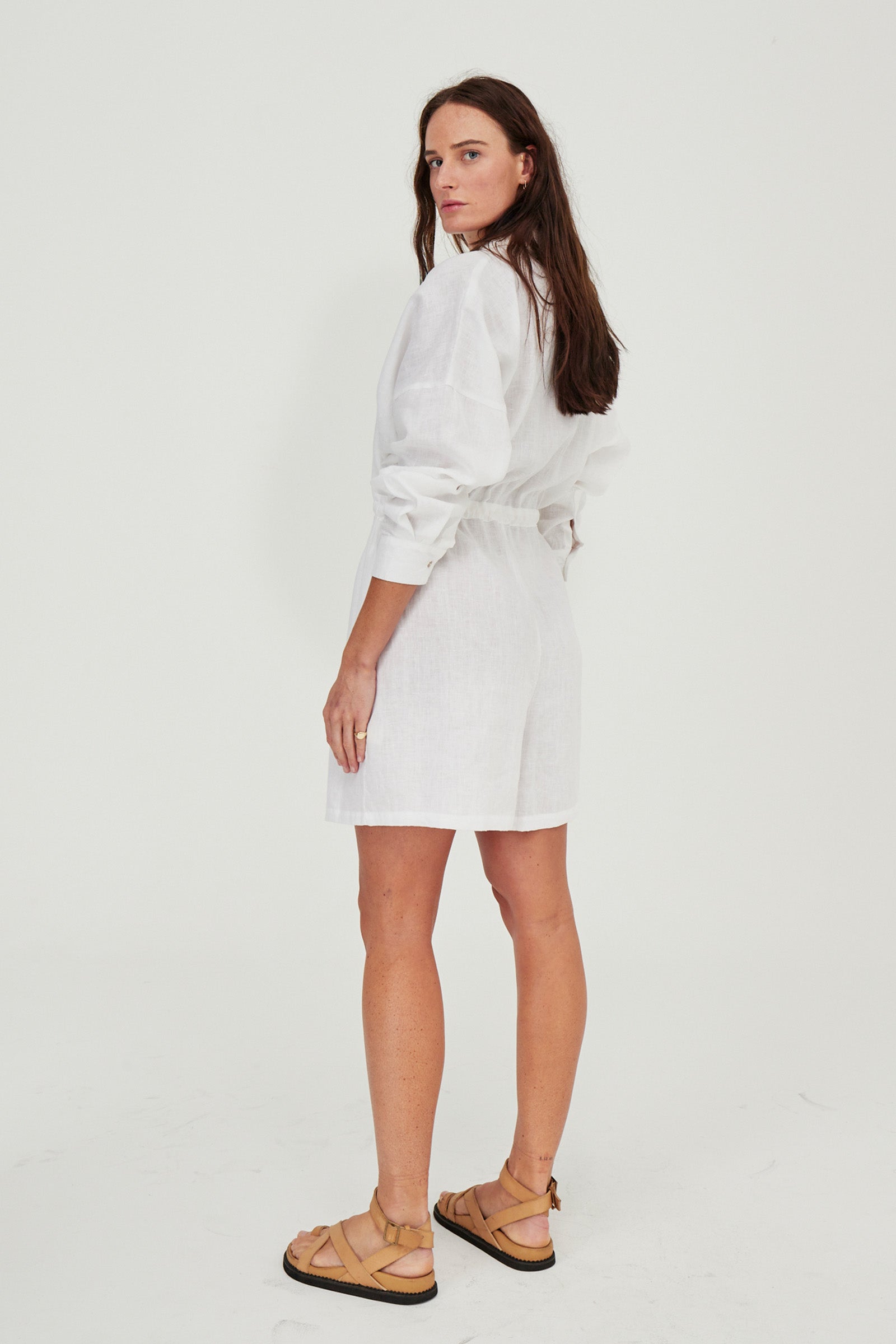 Ewa Linen Boilersuit White