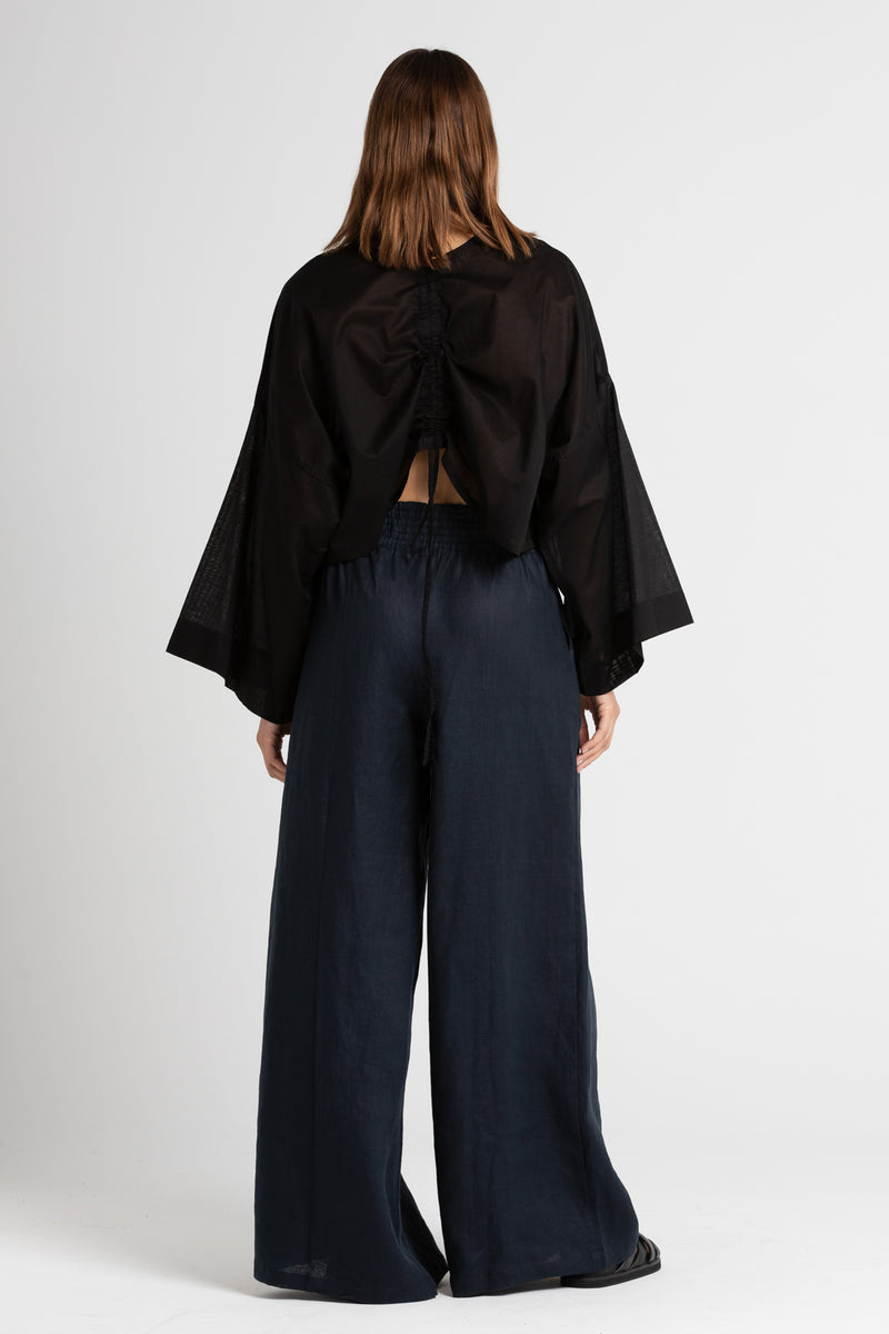 Indigo Jonathan Wide Leg Linen Pants, Women's Clothing, UNIKSPACE