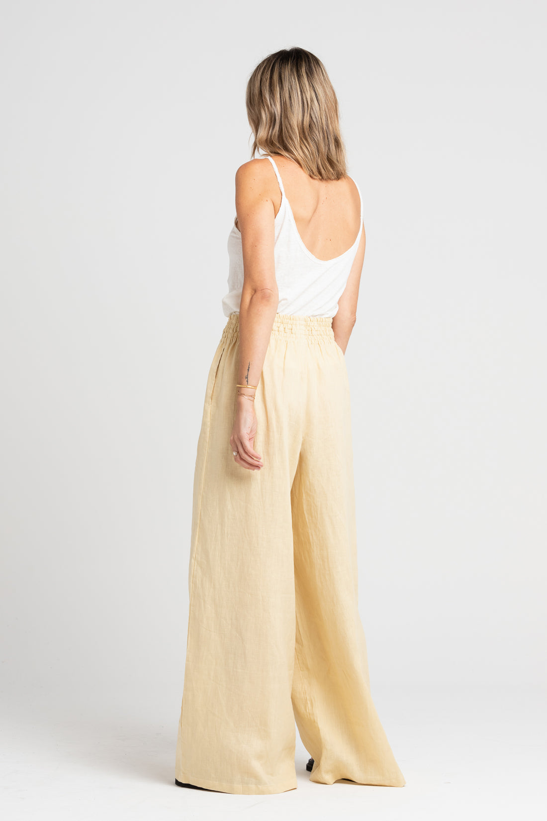 Italian Straw Jonathan Wide Leg Linen Pants, Women's Clothing, UNIKSPACE