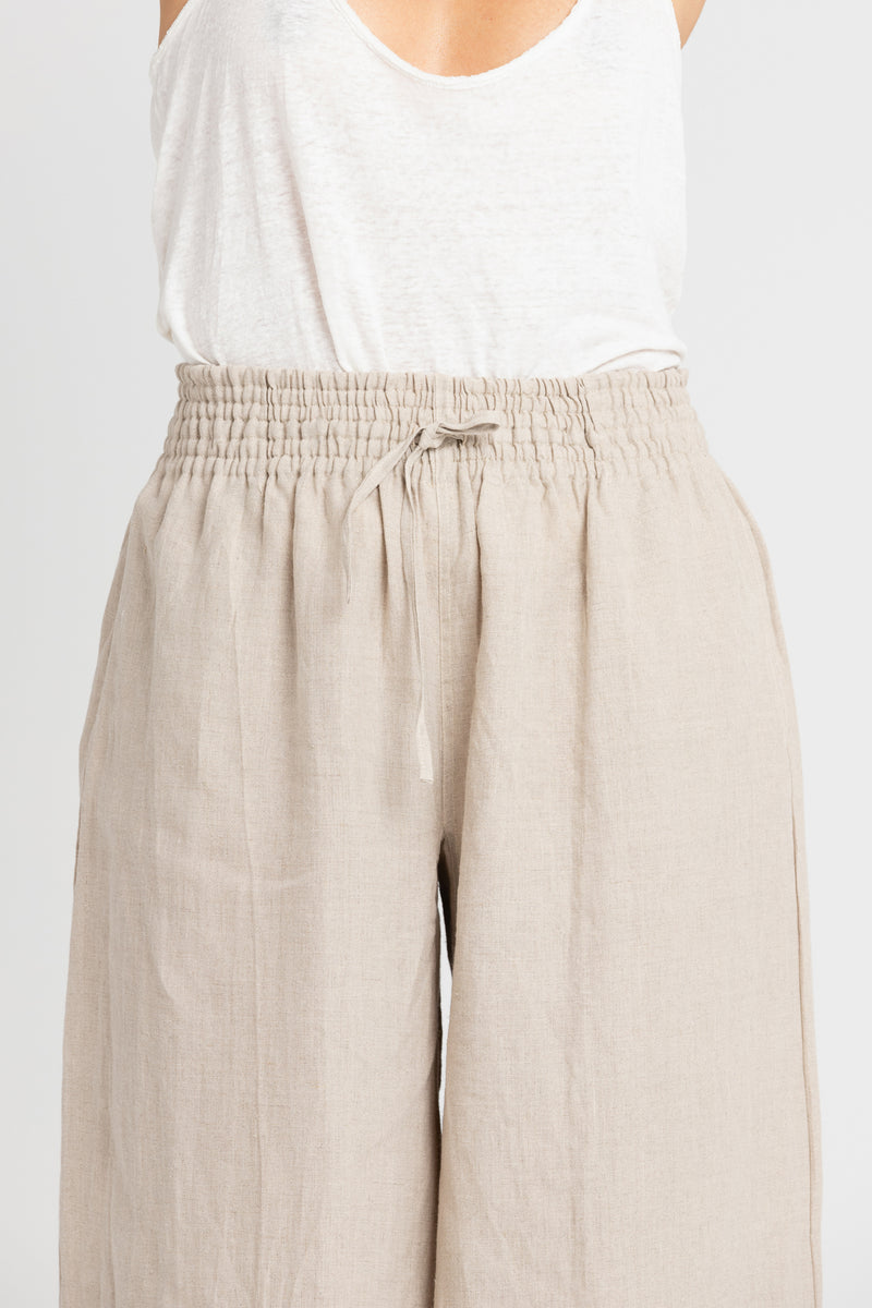 Sand Stripe Jonathan Wide Leg Linen Pants, Women's Clothing, UNIKSPACE