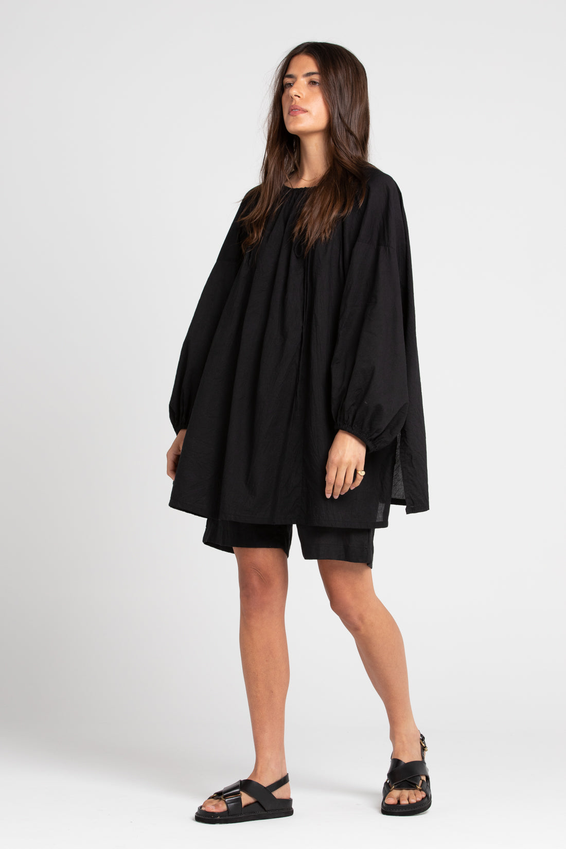 Black Joss Cotton Tunic, Women's Clothing, UNIKSPACE