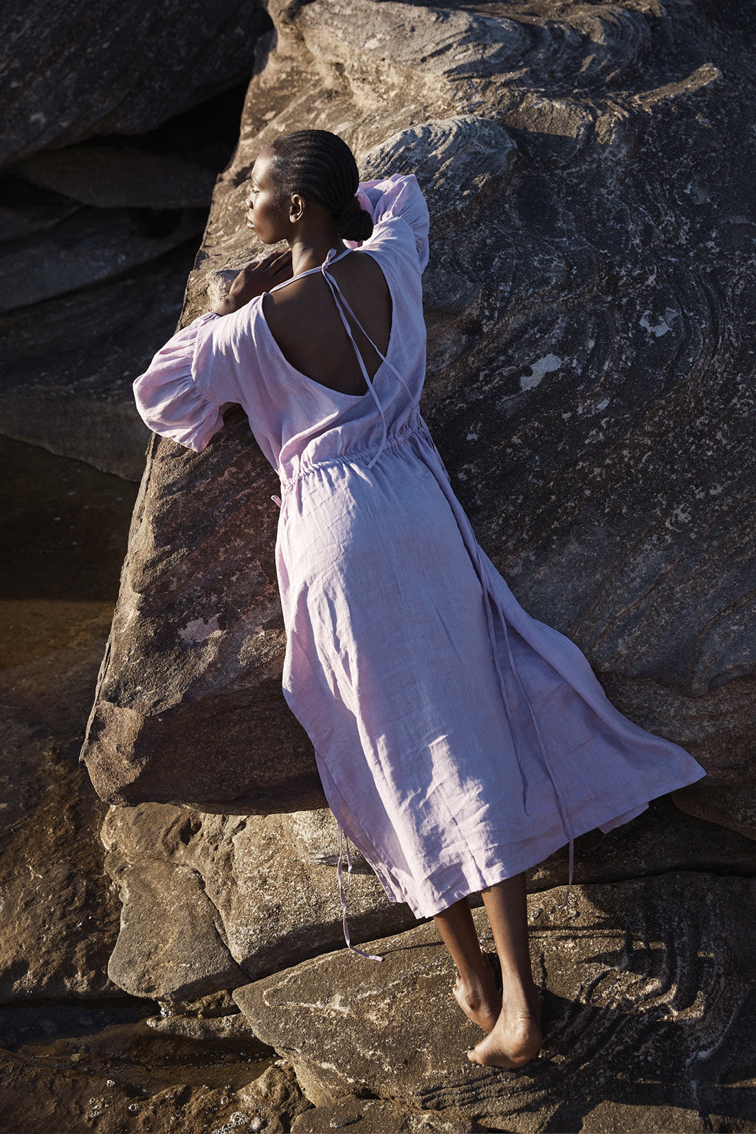 Kaspara Billowed Sleeve Maxi Dress Lilac