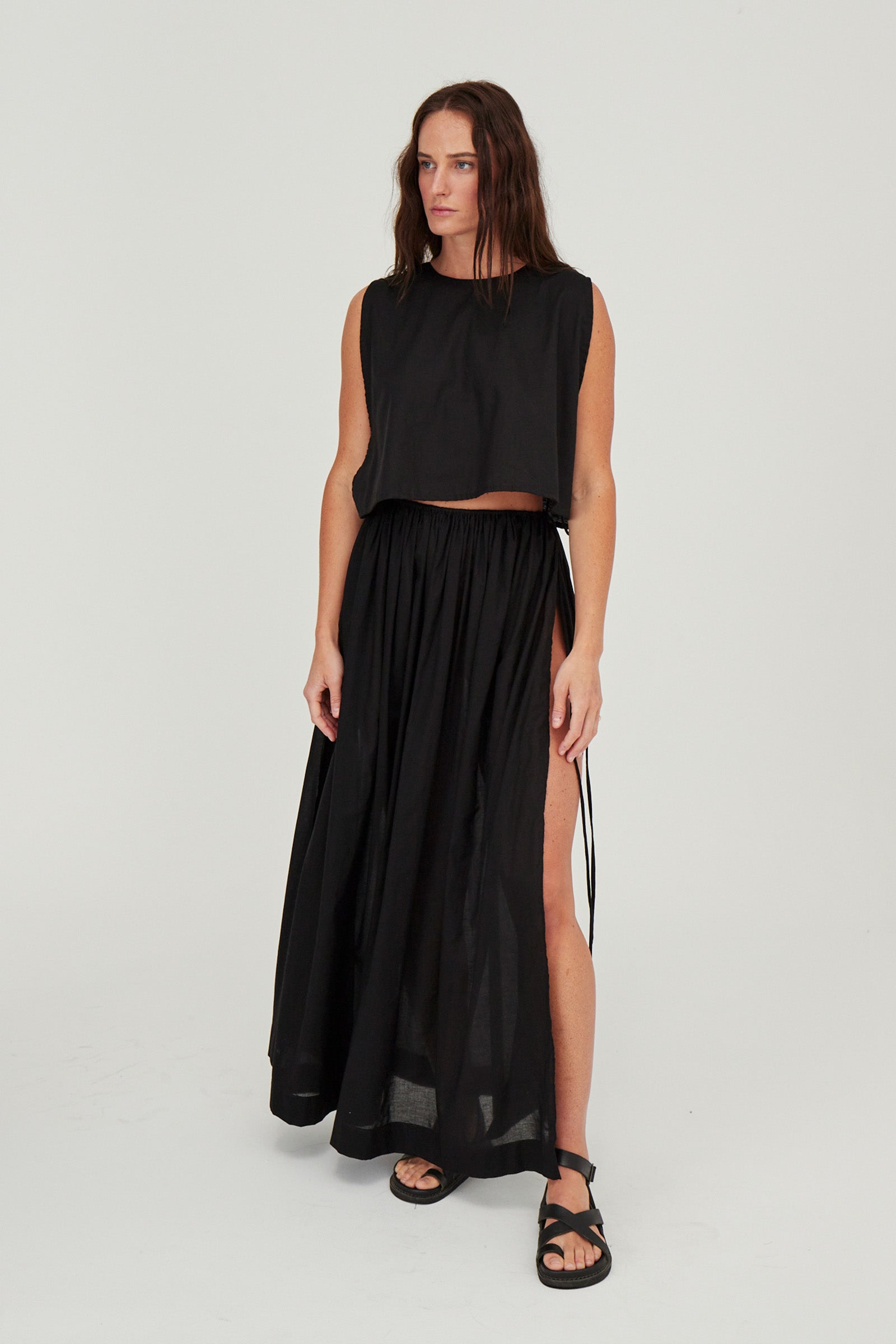 Maya Organic Cotton Maxi Skirt Black