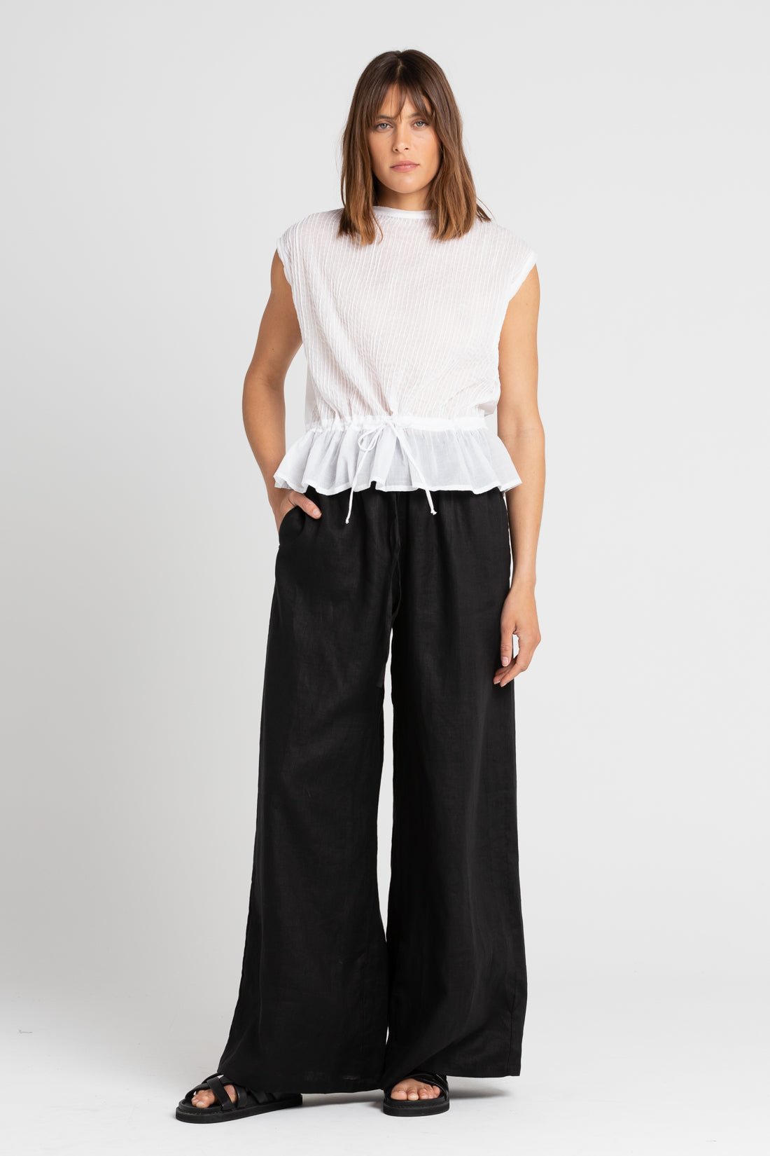 White Melissa Pleated Blouse, Women's Clothing, UNIKSPACE