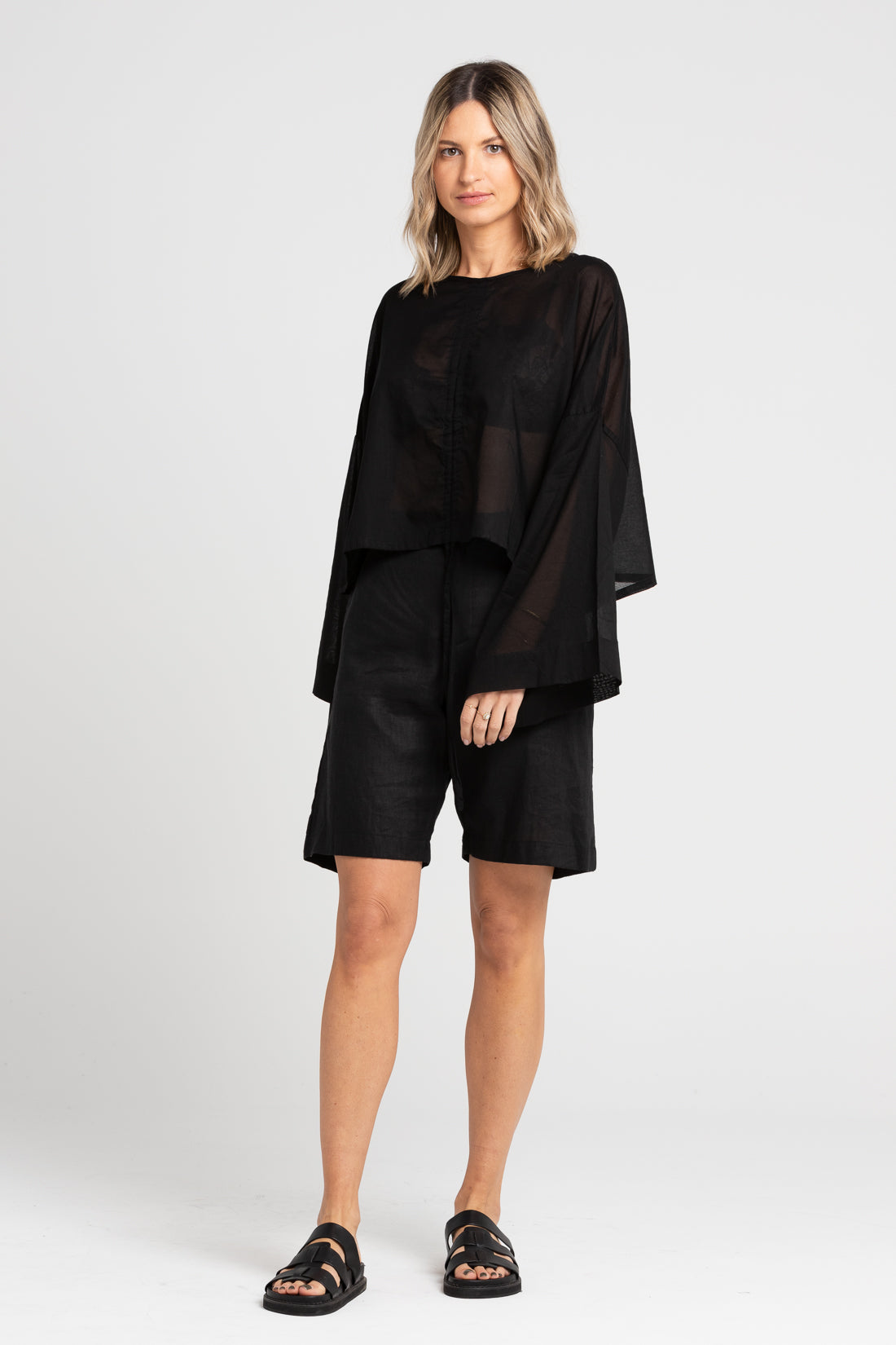 Black Parker Linen Shorts, Women's Clothing, UNIKSPACE