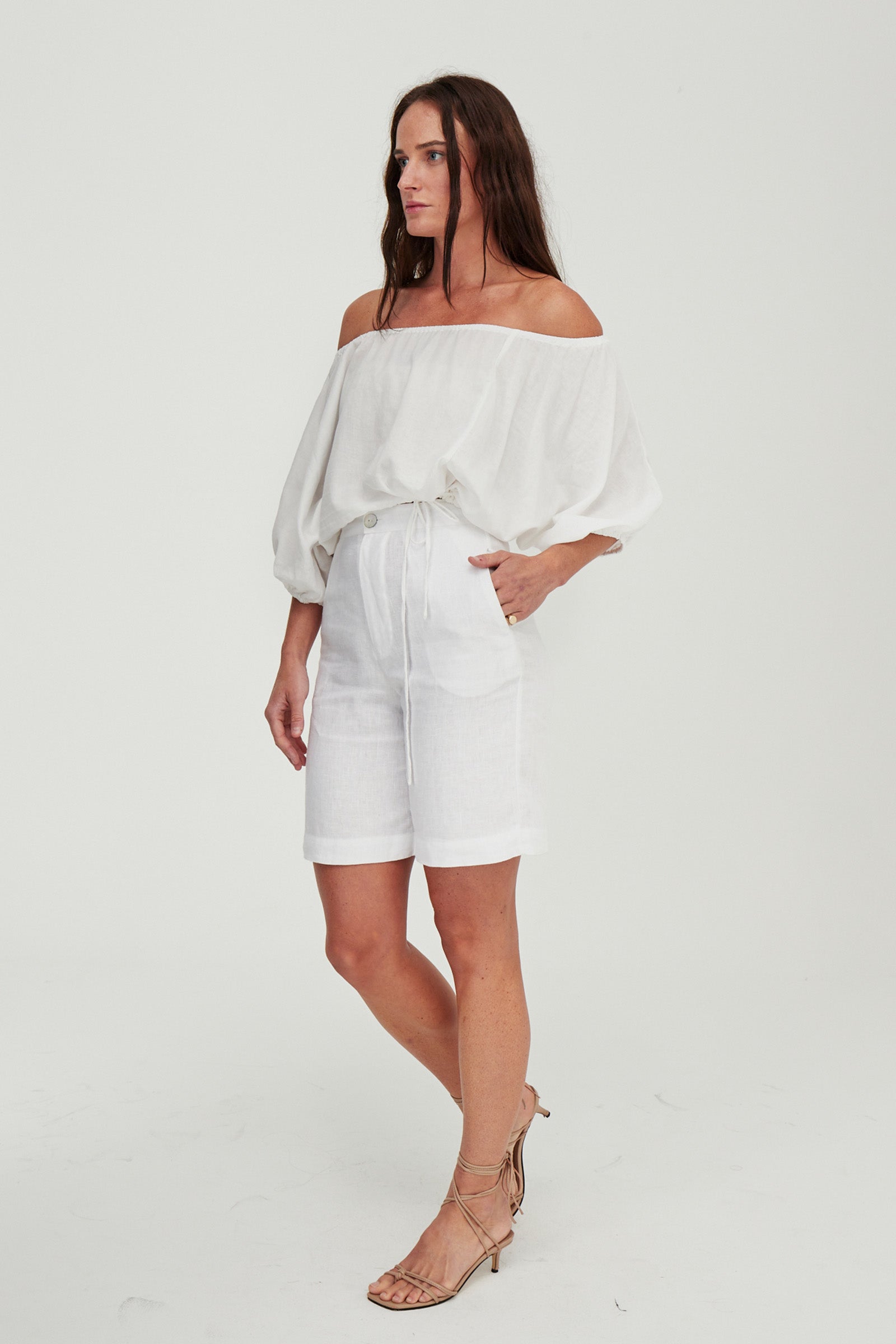 Parker Tailored Linen Short White