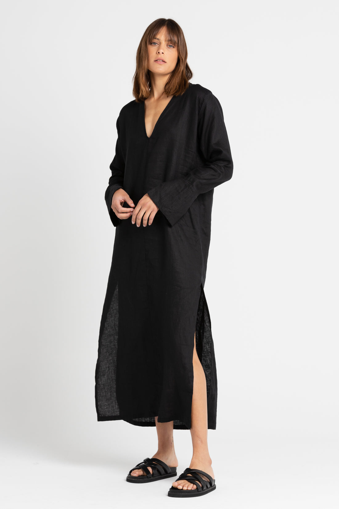 Black Ragna Split Sleeve Dress, Women's Clothing, UNIKSPACE