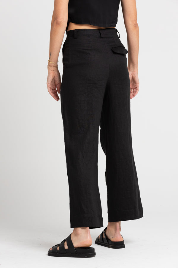 Black Rune Tailored Linen Pants, Women's Clothing, UNIKSPACE