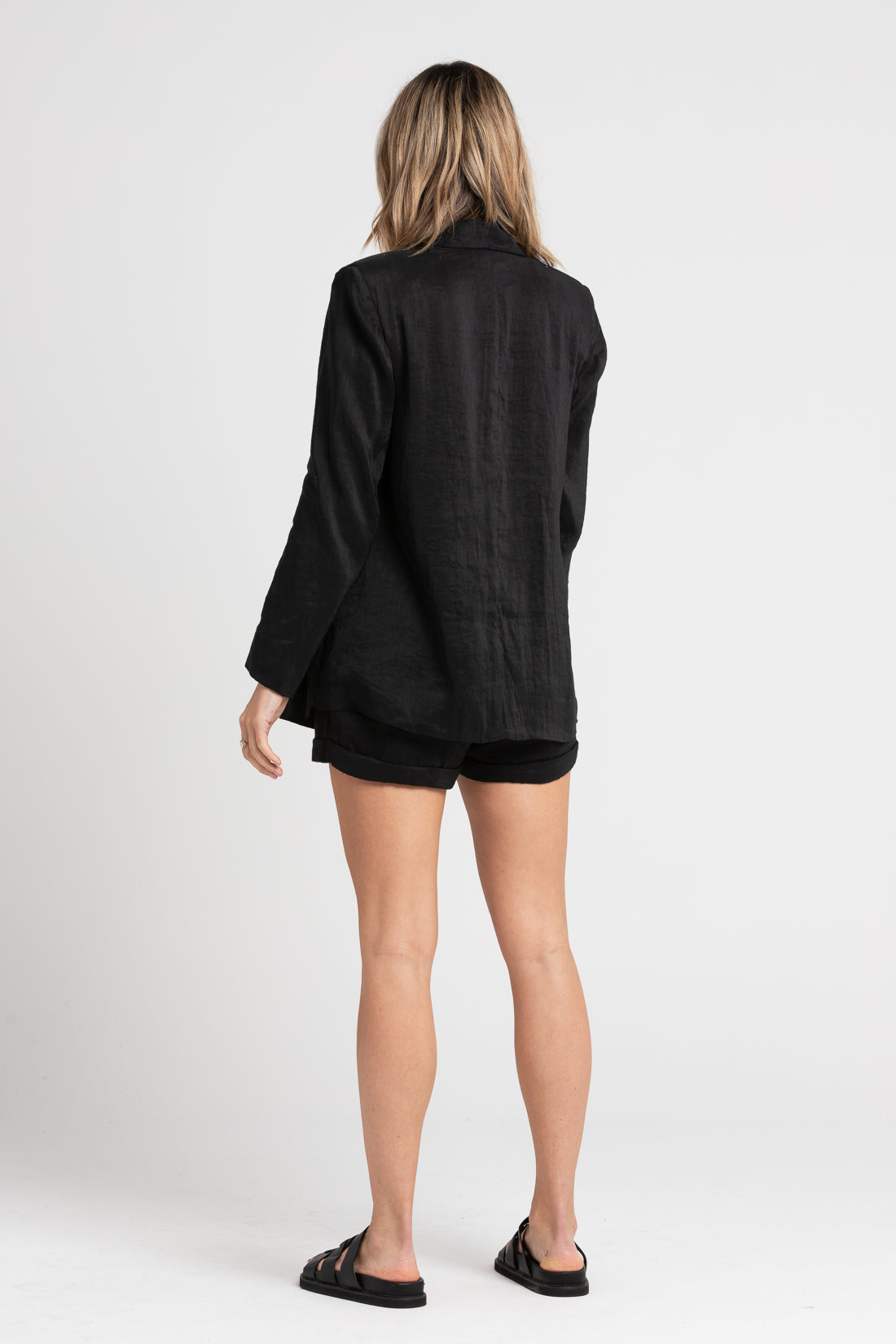 Black Samuel Silk Linen Blazer, Women's Clothing, UNIKSPACE