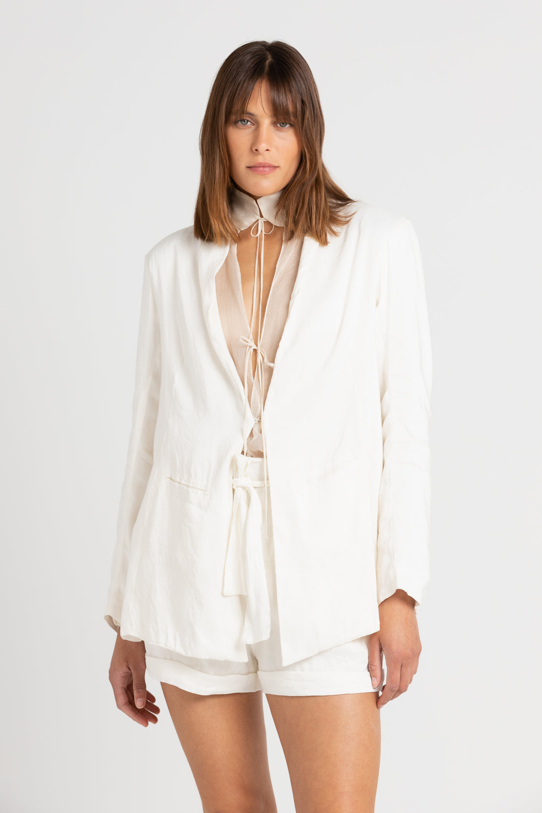 Ivory Samuel Silk Linen Blazer, Women's Clothing, UNIKSPACE