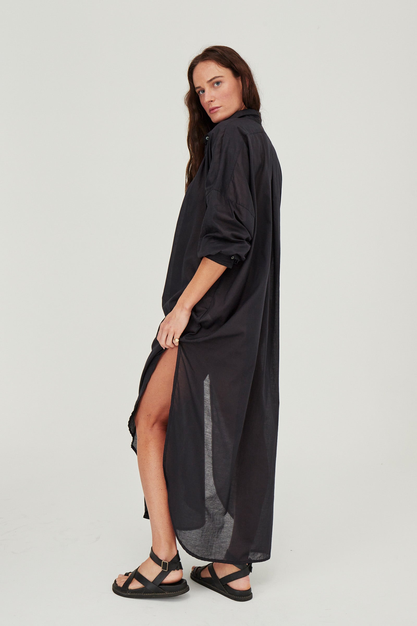 Santorini Shirt Dress Black
