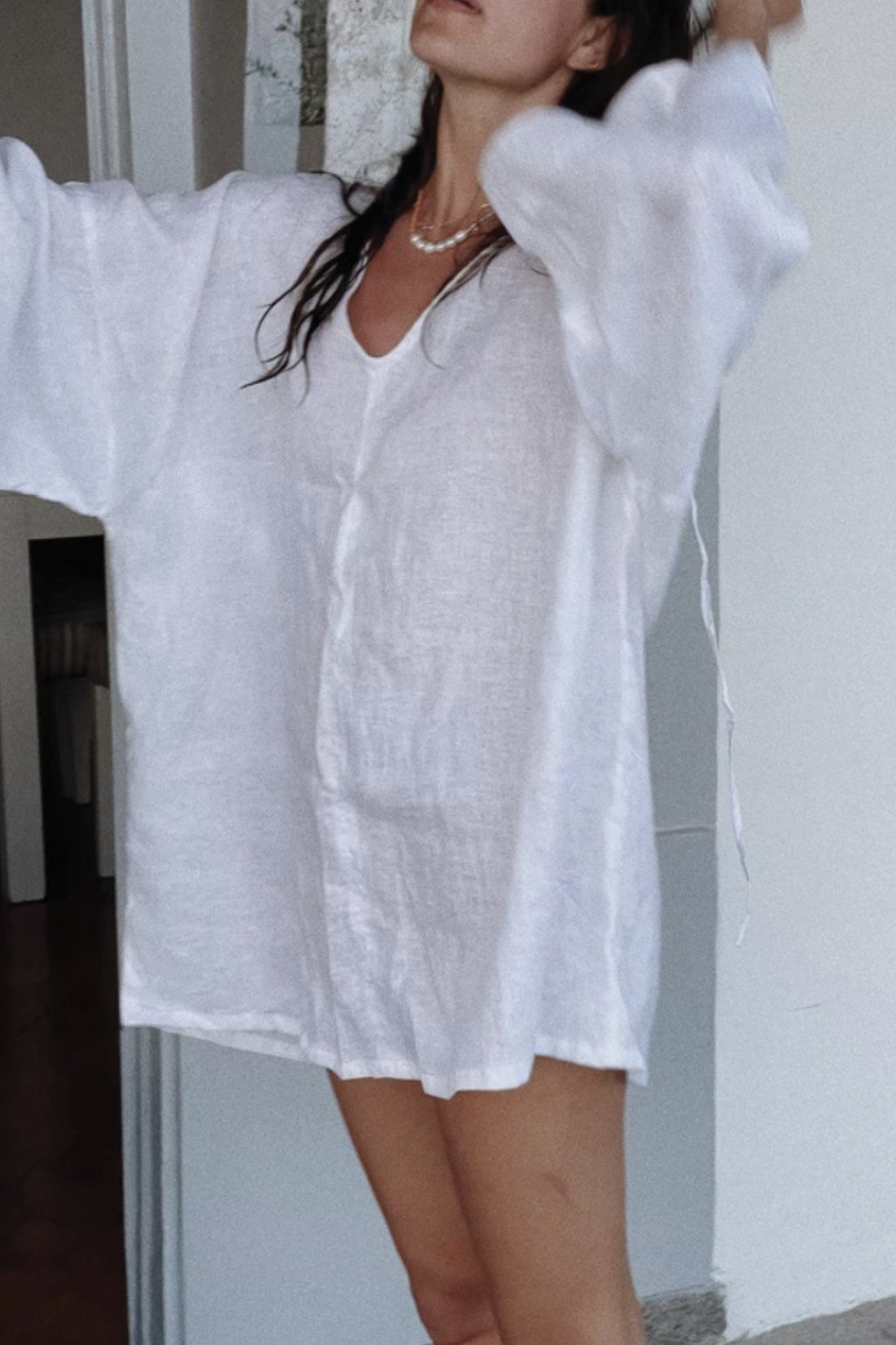 Sofia Linen Tunic White
