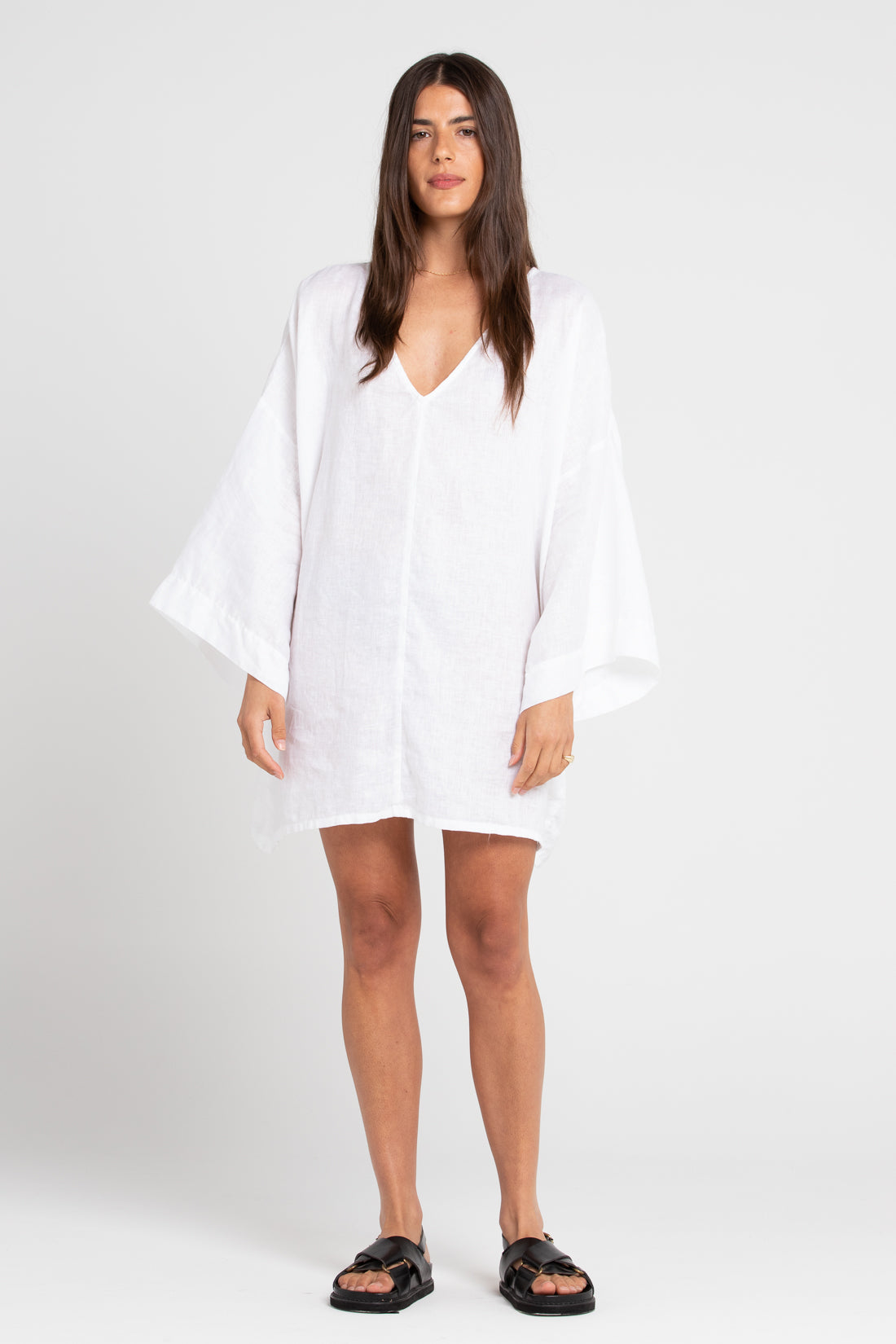 White Sofia Linen Tunic, Women's Clothing, UNIKSPACE