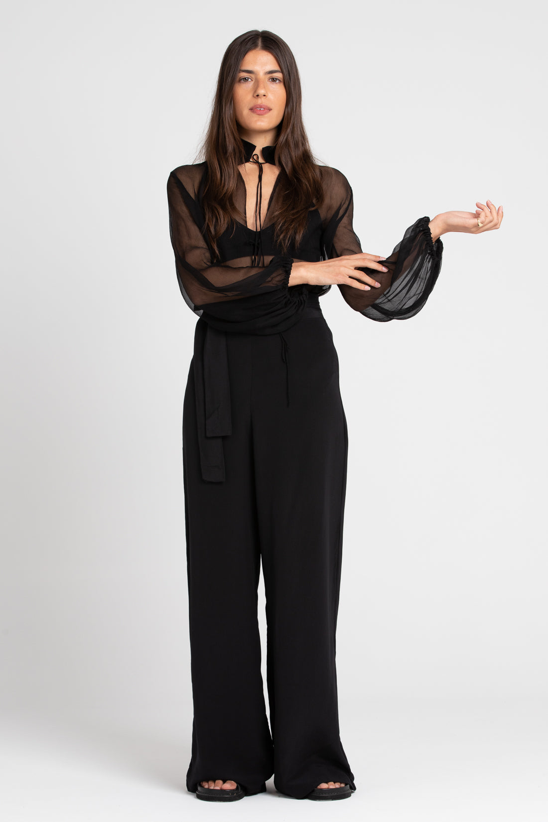 Black Taylor Silk Blouse, Women's Clothing, UNIKSPACE
