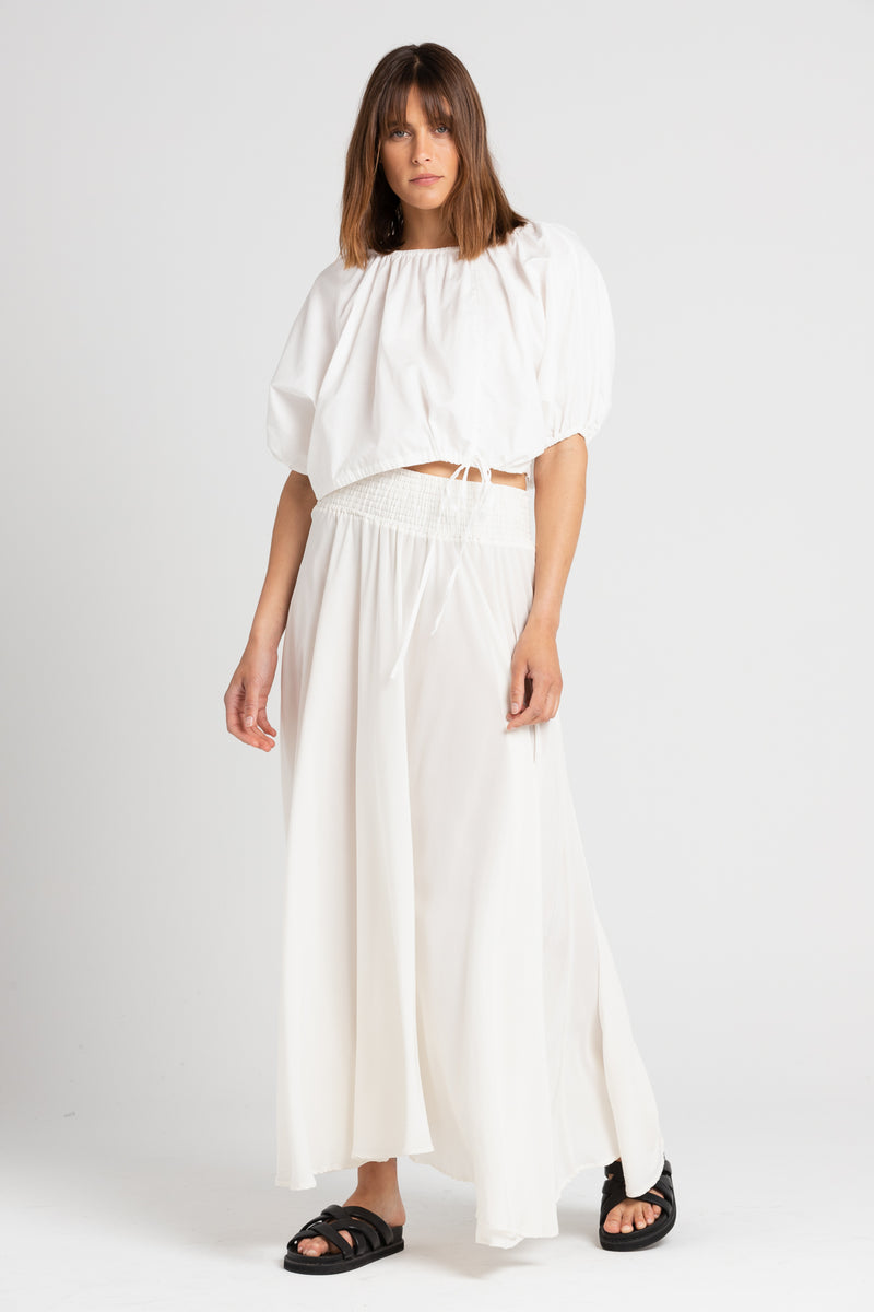Ivory Ulla Long Silk Skirt, Women's Clothing, UNIKSPACE