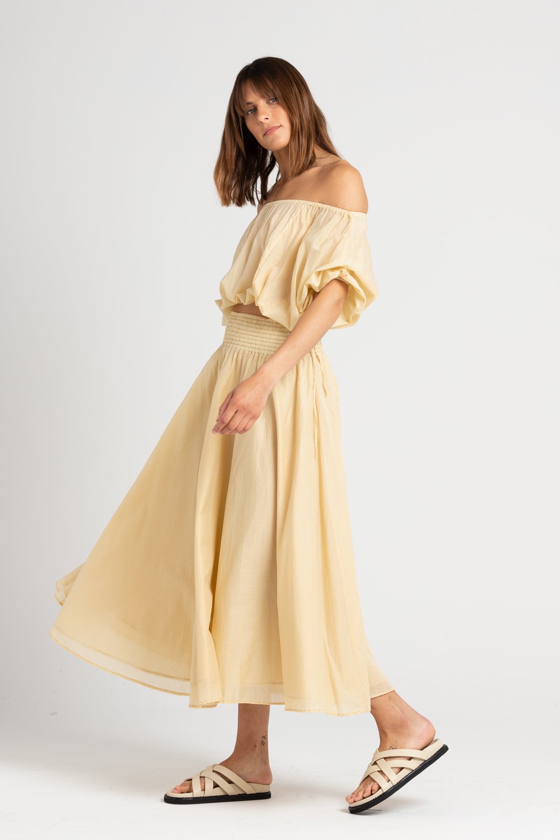Italian Straw Ulla Long Silk Skirt, Women's Clothing, UNIKSPACE