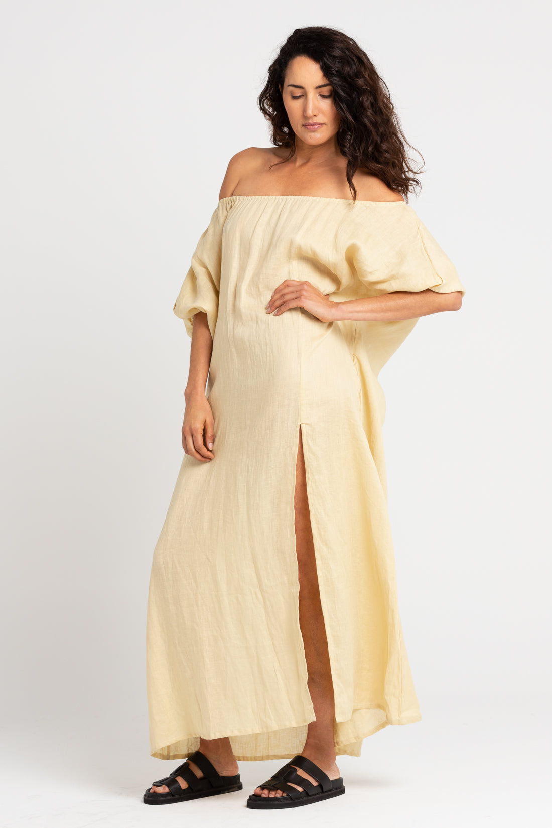 Italian Straw Valdis Off The Shoulder Midi Dress, Women's Clothing, UNIKSPACE