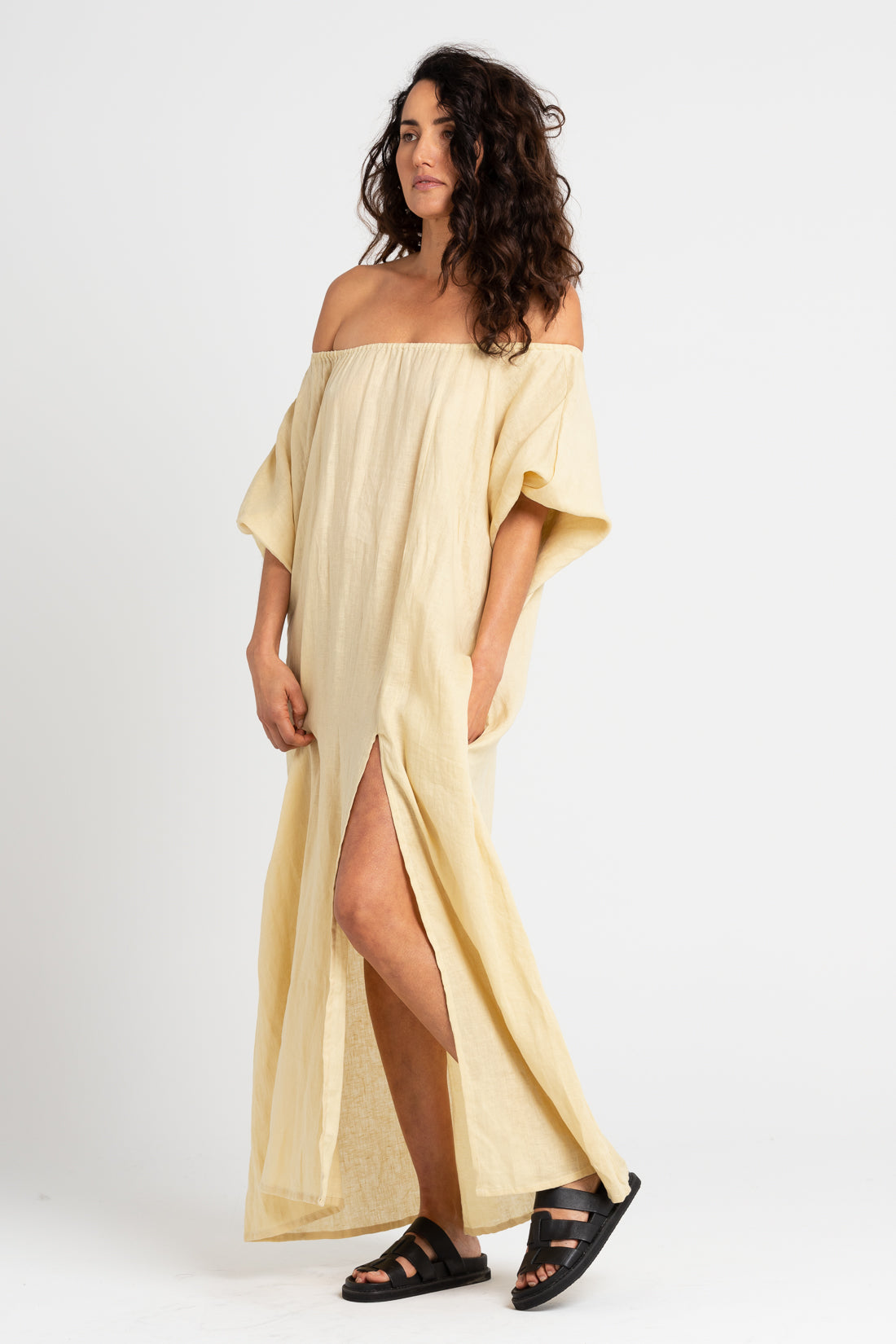 Italian Straw Valdis Off The Shoulder Midi Dress, Women's Clothing, UNIKSPACE