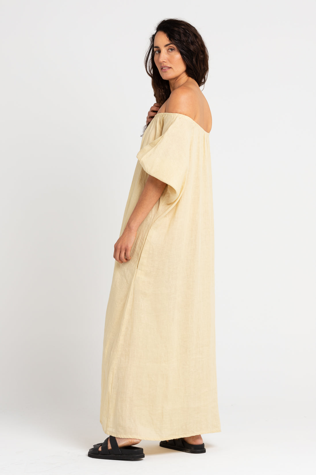 Italian Straw Valdis Off The Shoulder Midi Dress, Women's Clothing, UNIKSPACE