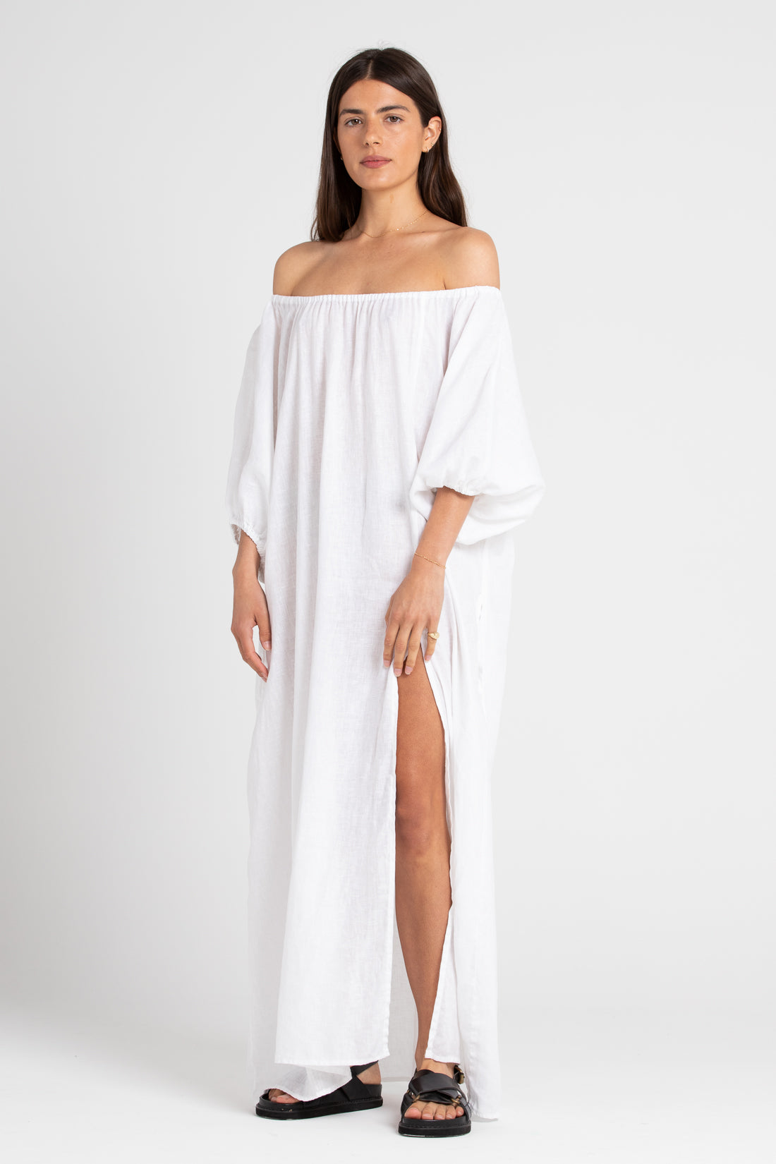 White Valdis Off The Shoulder Maxi Dress, Women's Clothing, UNIKSPACE