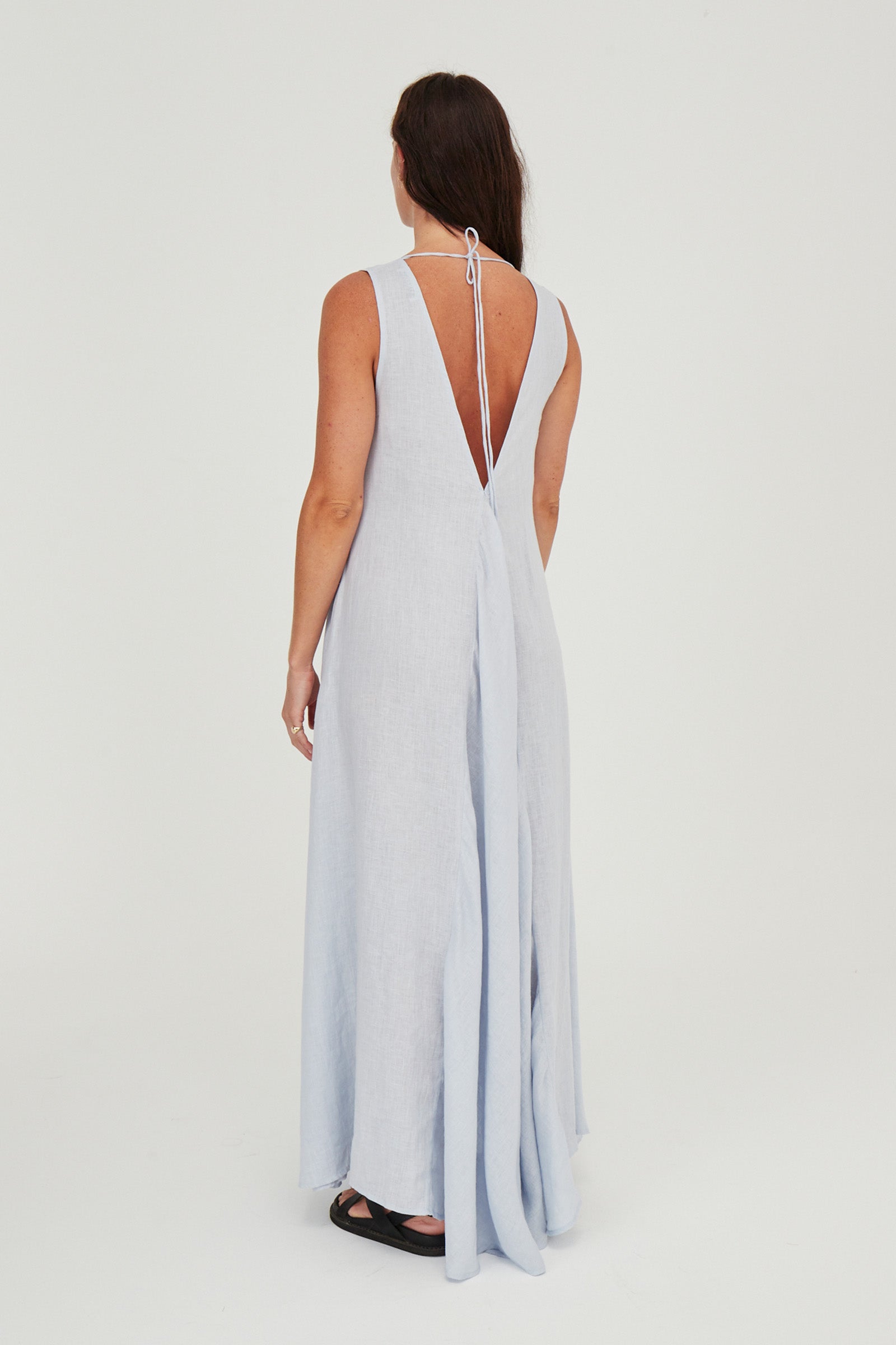 Venus Linen Maxi Dress Ice Blue