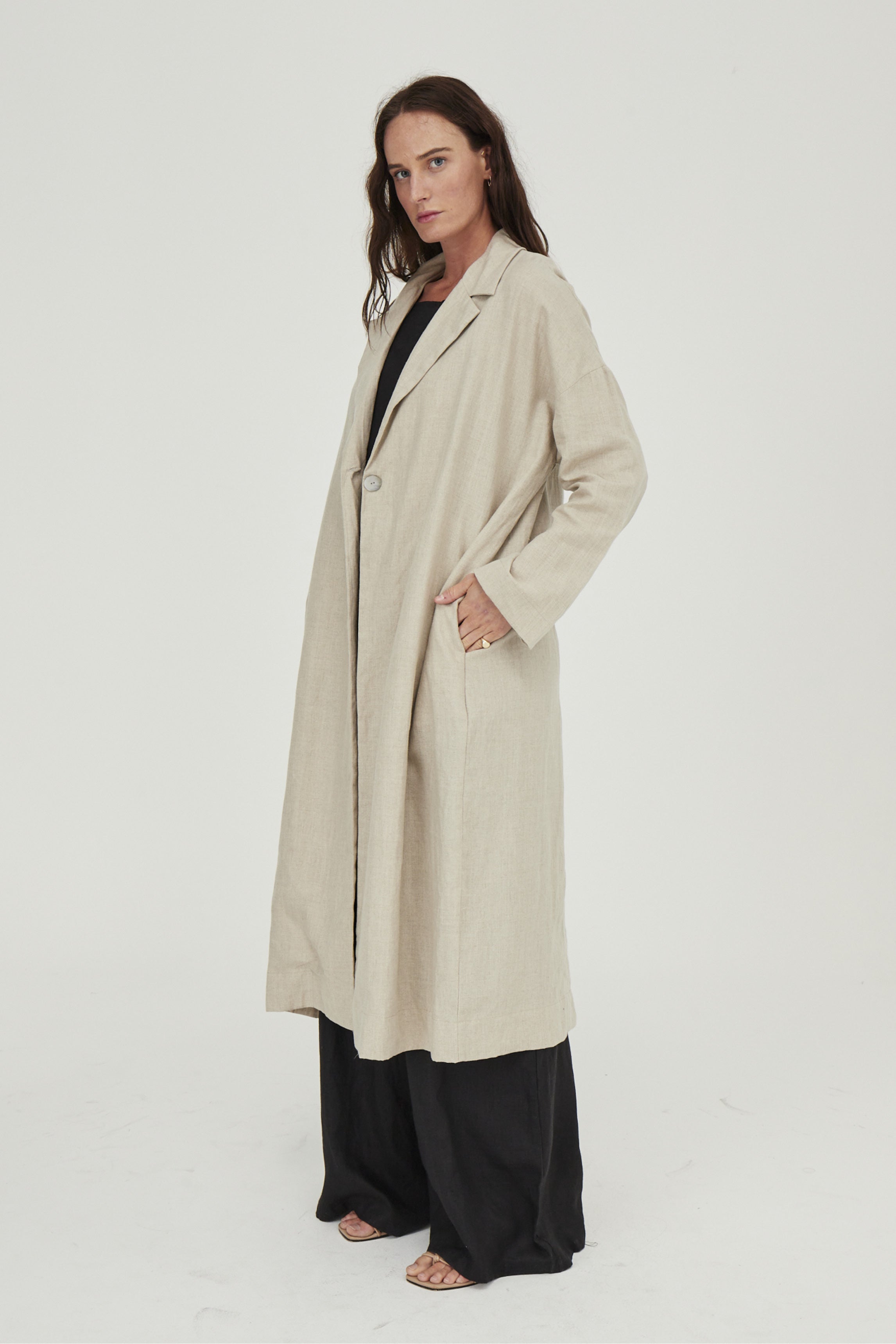 Victor Linen Coat Sand