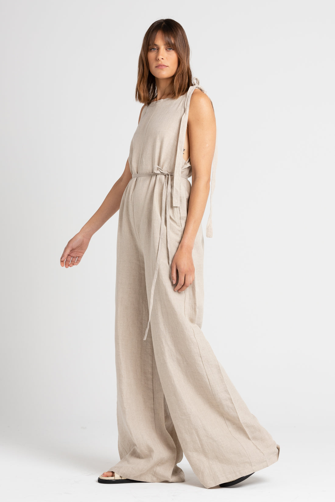 Sand Wilde Wide Leg Jumpsuit, Women's Linen Clothing, UNIKSPACE